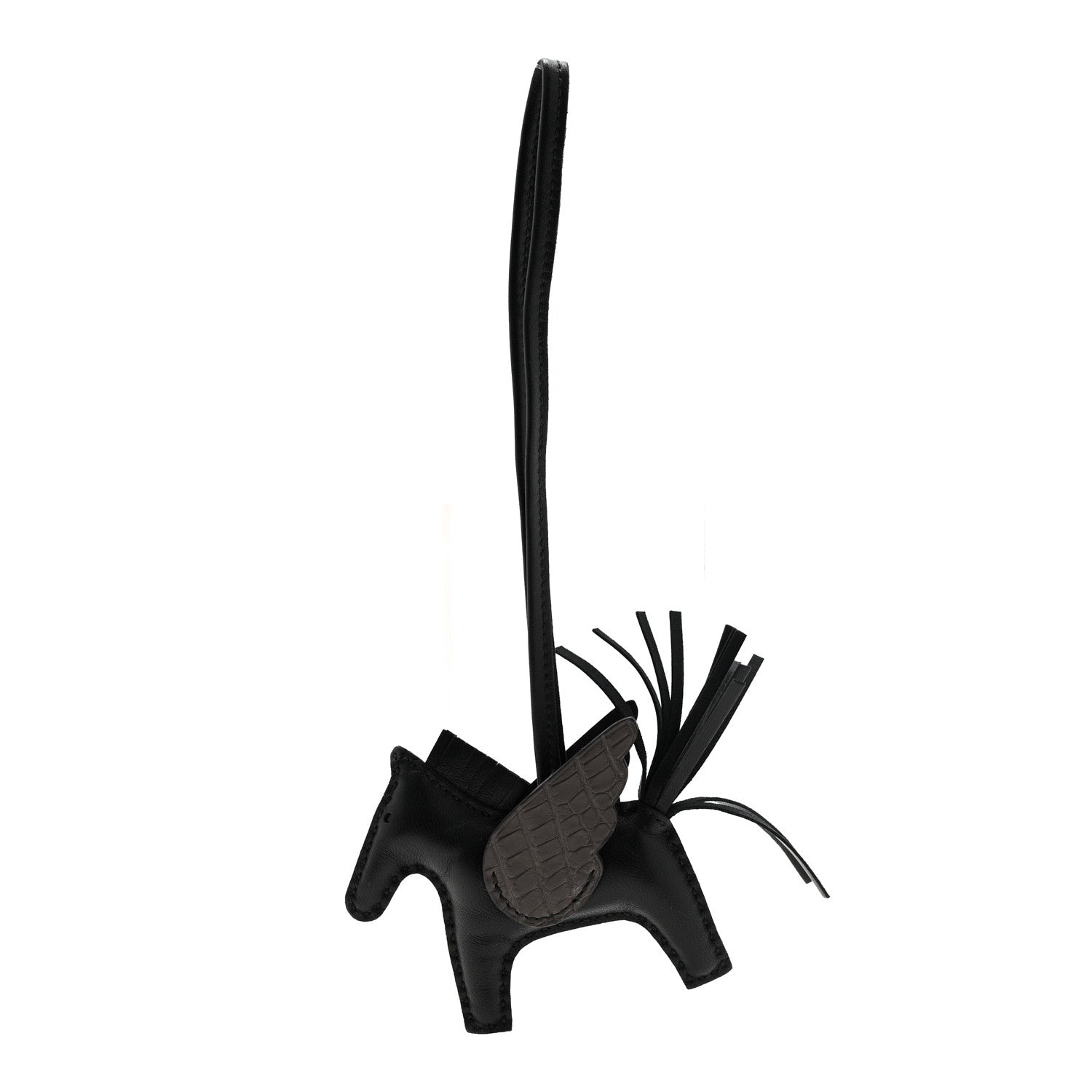 Milo Lambskin Matte Alligator Touch Grigri Rodeo Pegase Horse Bag Charm PM Black Graphite