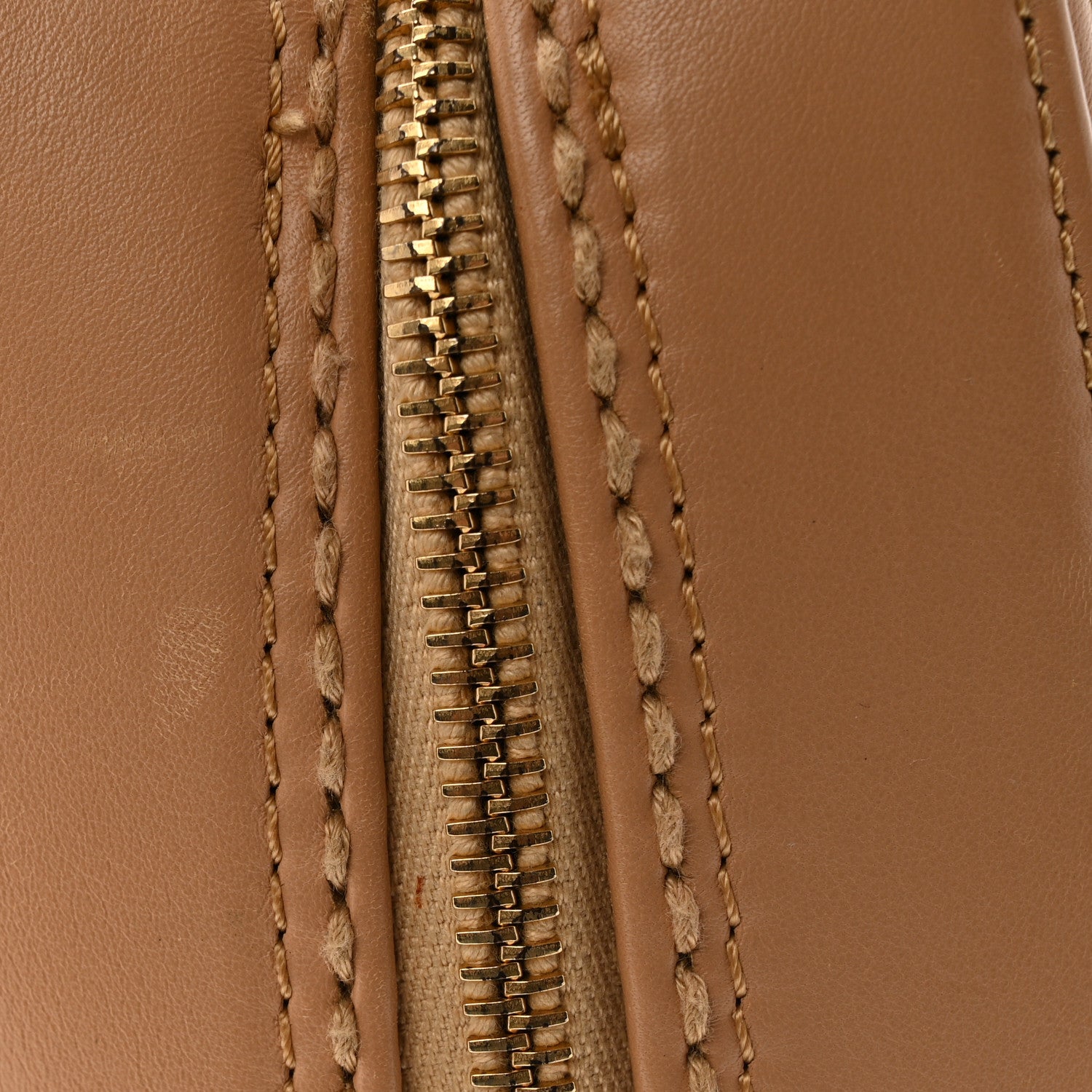 Calfskin Contrast Stitch Surpique Bowler Beige