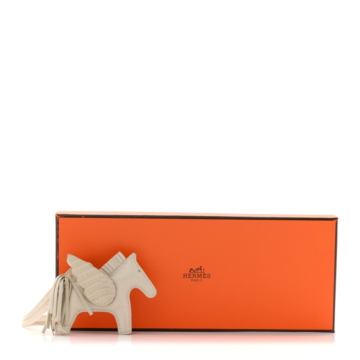 Milo Lambskin Matte Alligator Touch Grigri Rodeo Pegase Horse Bag Charm PM Craie Nata Beton