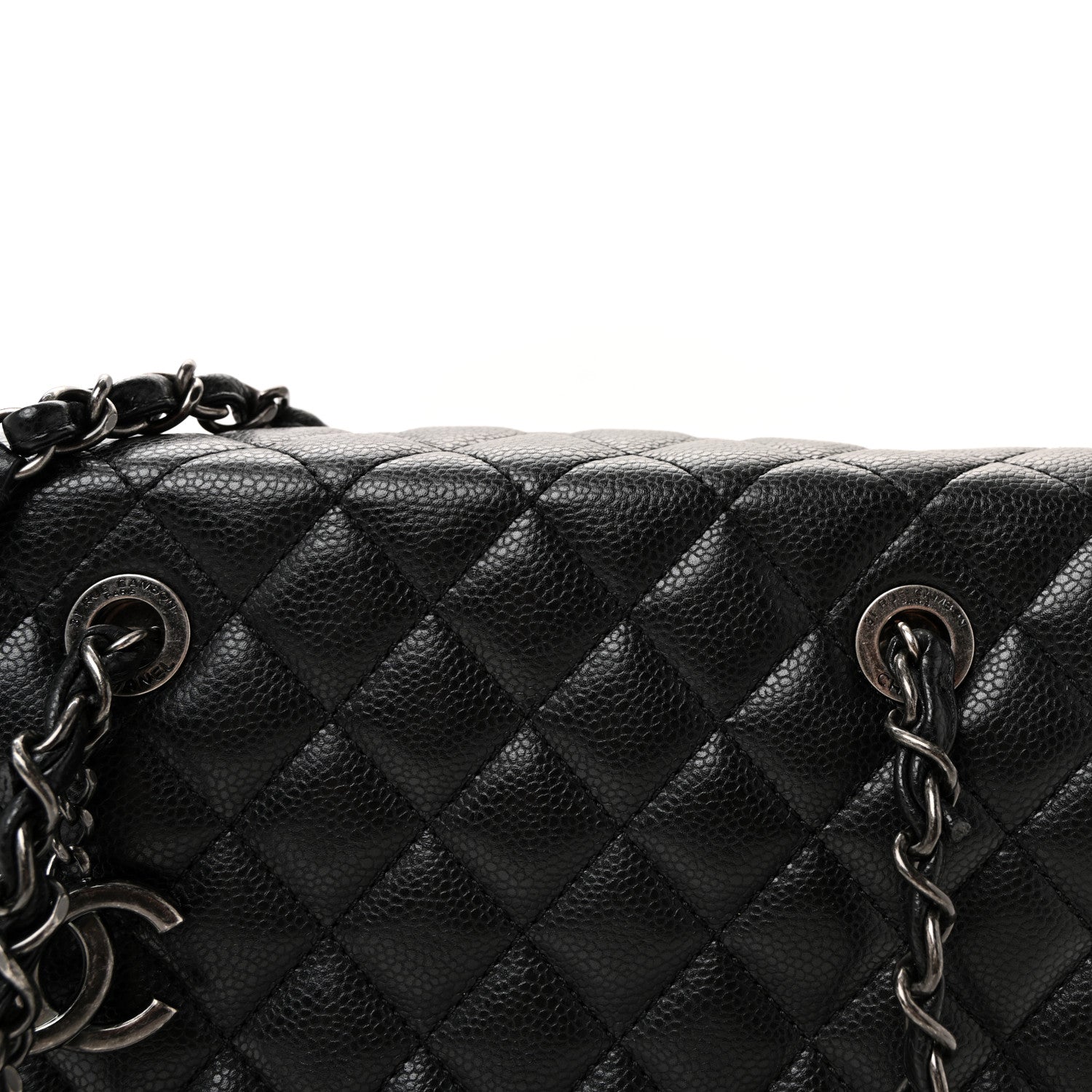 Caviar Quilted Small City Shopping Tote Black