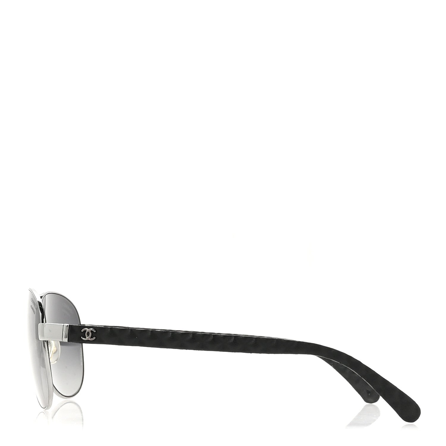 Metal Lambskin Quilted CC Pilot Summer Aviator Sunglasses 4204-Q Black Silver