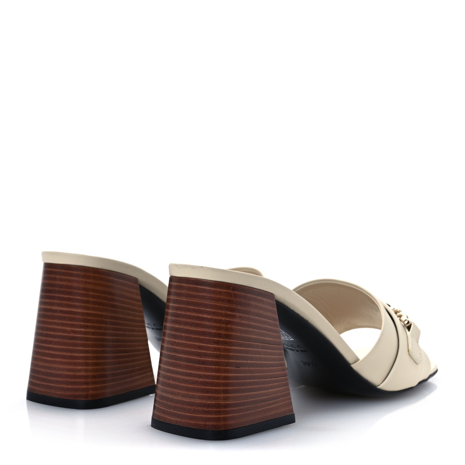 Calfskin Signoria 75mm Slide Sandals 39.5 New Ivoire
