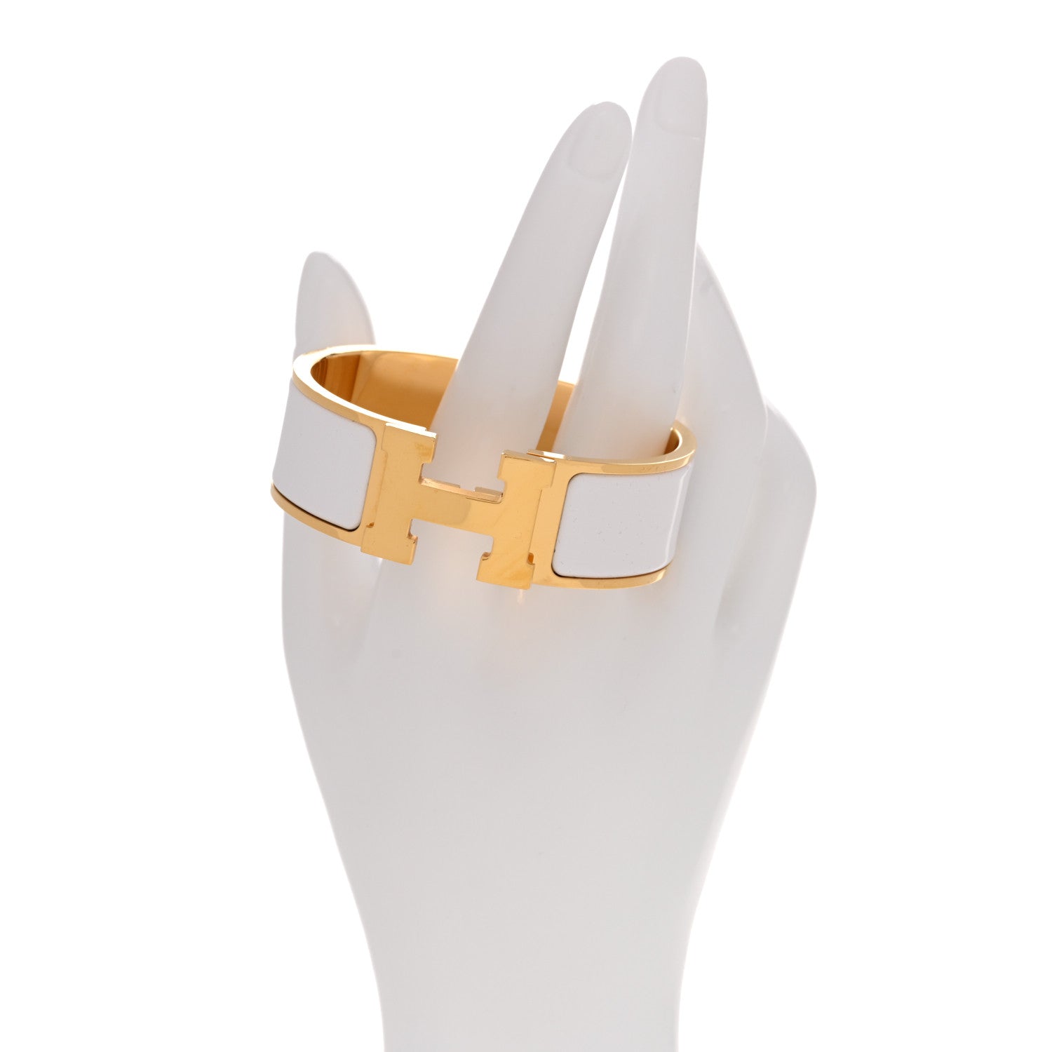 Enamel Wide Clic Clac H Bracelet PM White