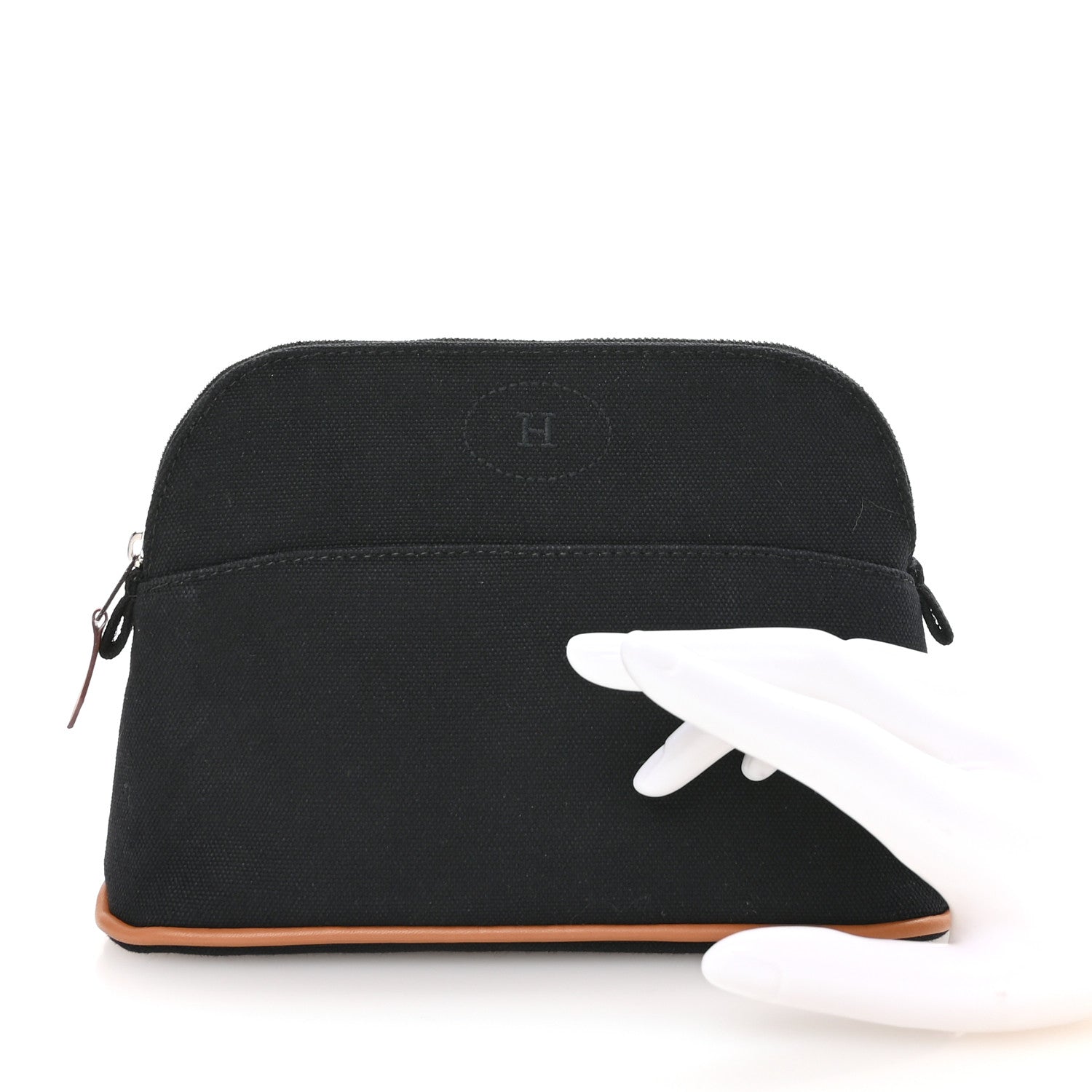 Cotton Canvas Mini Bolide Travel Cosmetic Pouch Black
