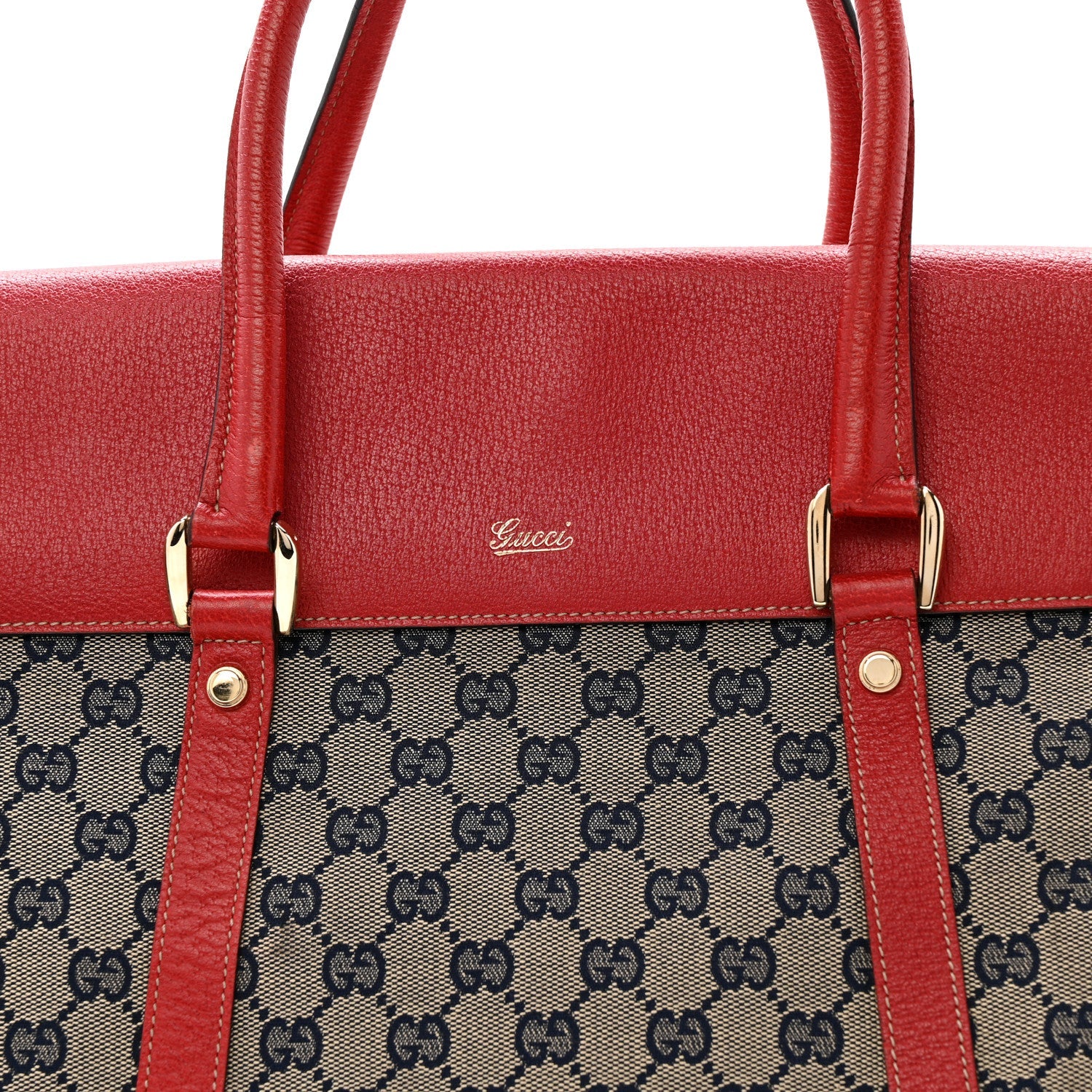 Monogram Work Tote Navy Red