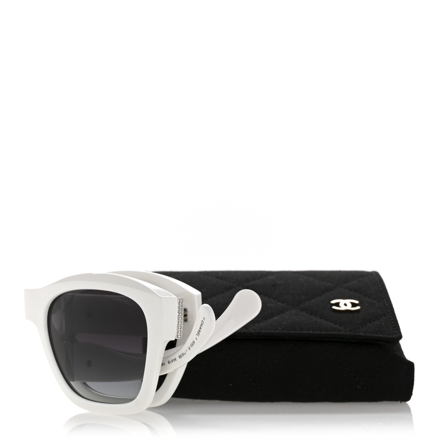 Acetate Metal Crystal Square Folding Sunglasses 6055-B White