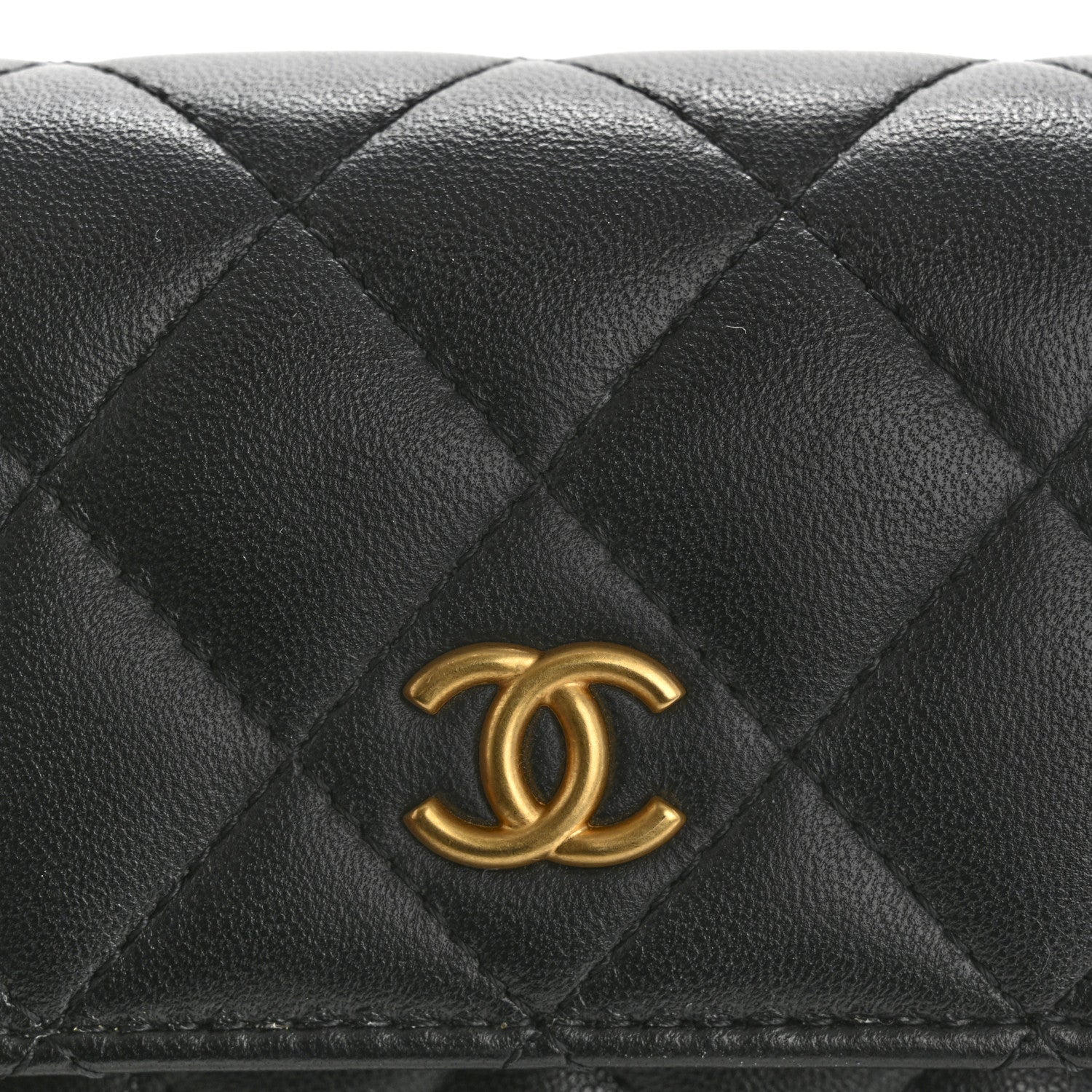 Lambskin Enamel Quilted Coco Hearts Clutch With Chain Black