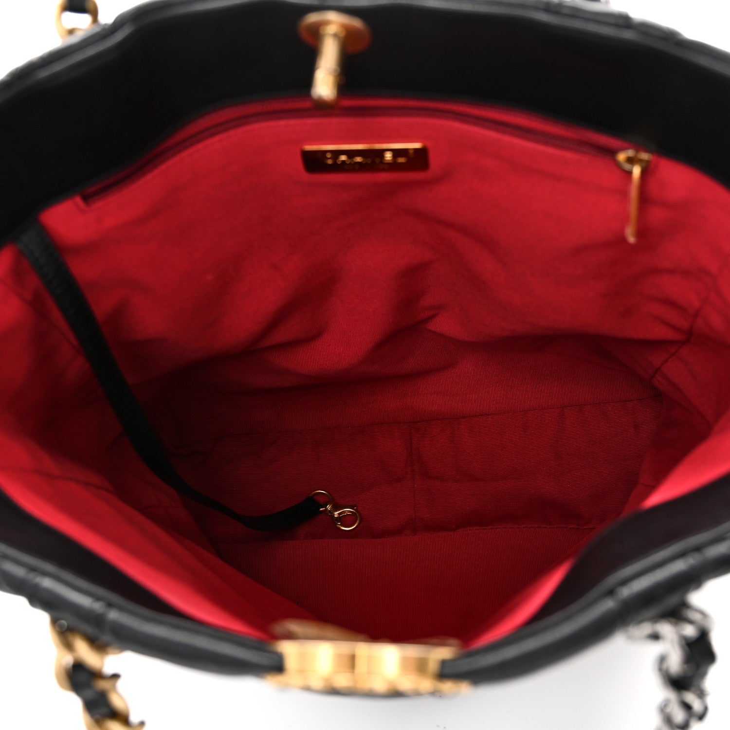 Lambskin Quilted Chanel 19 Shopping Bag Black