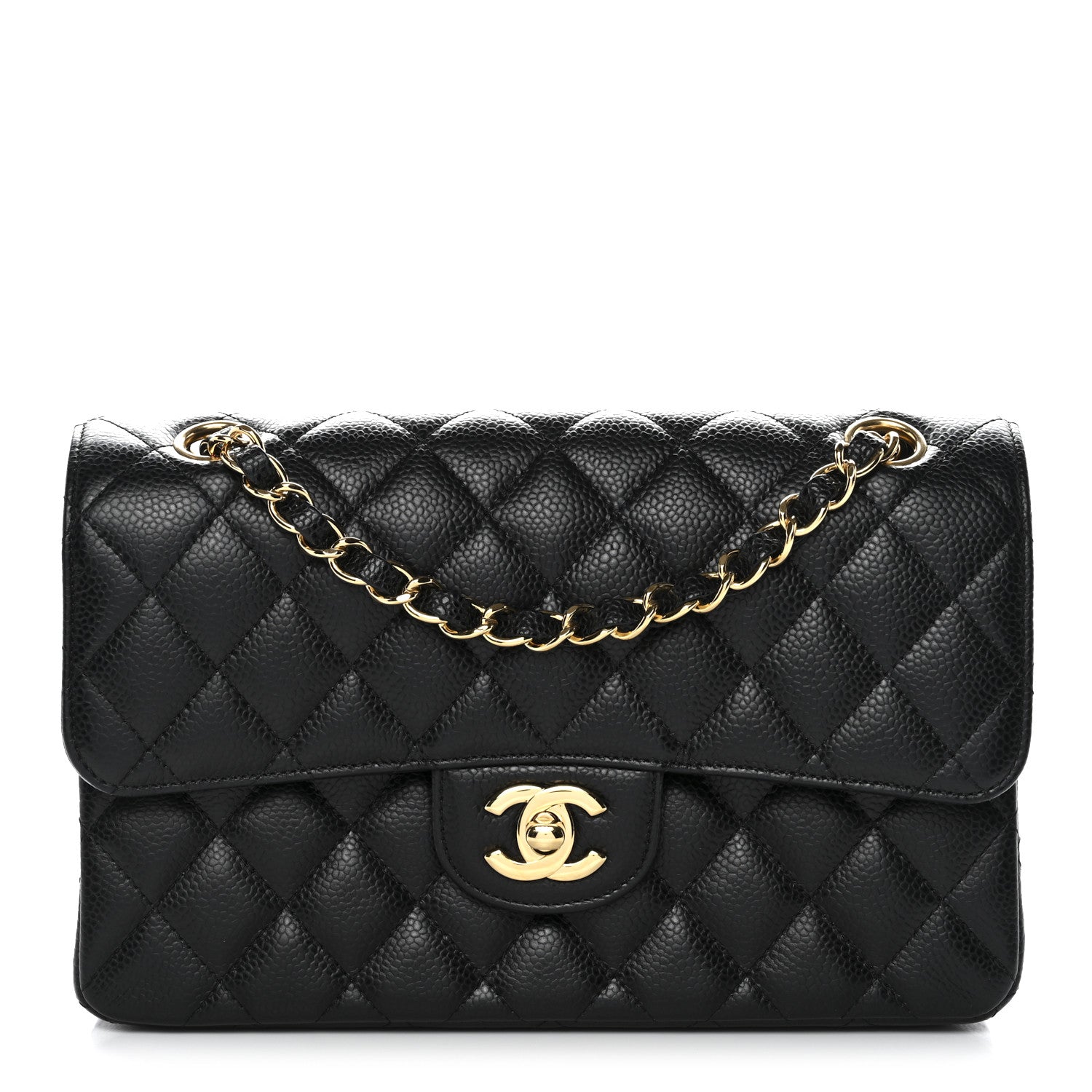 Caviar Quilted Small Double Flap Black