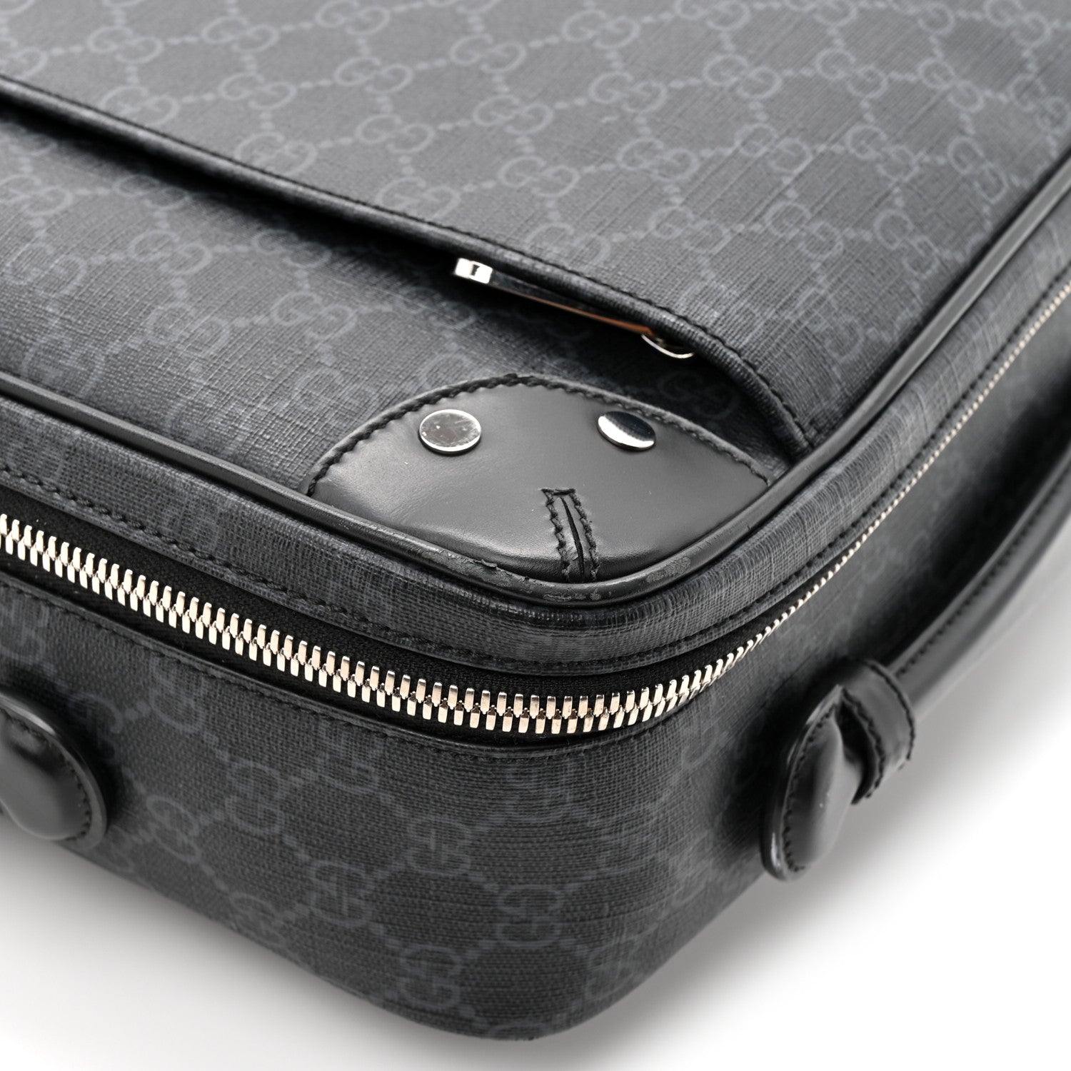 GG Supreme Monogram Briefcase Backpack Black Grey