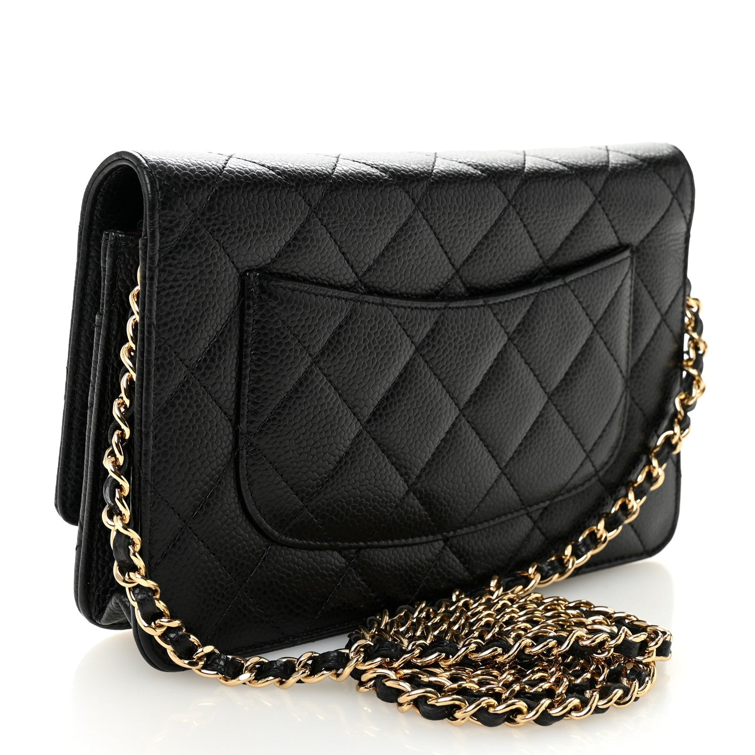 Caviar Quilted Wallet on Chain WOC Black
