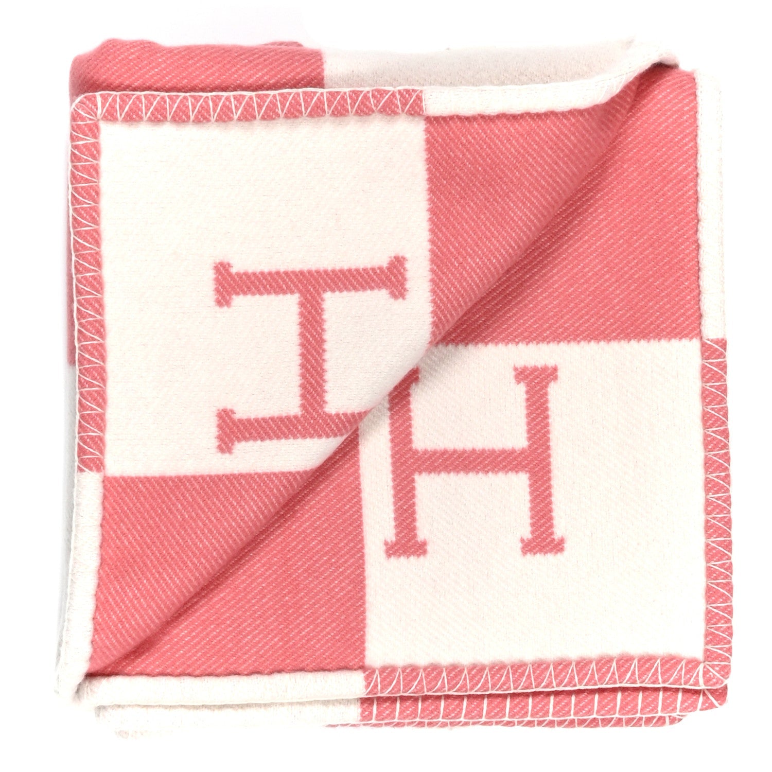 Wool Cashmere Avalon Baby Blanket Rose Airelle White