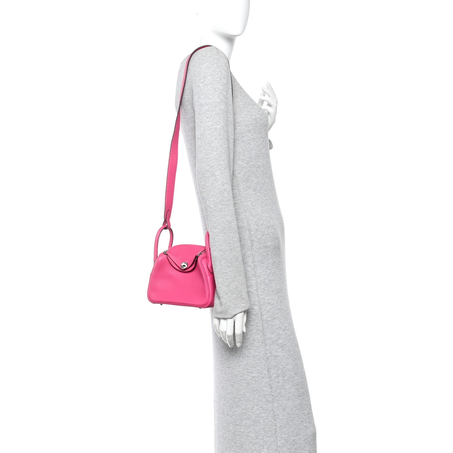 Taurillon Clemence Mini Lindy 20 Rose Shocking