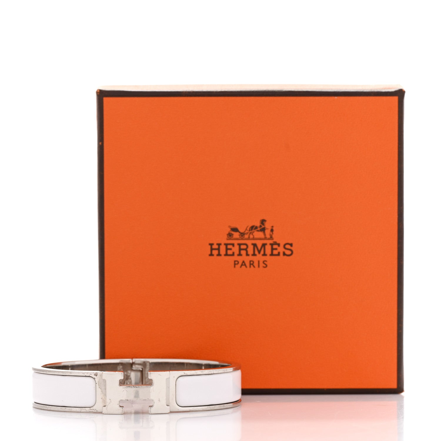 Enamel Narrow Clic Clac H Bracelet PM White