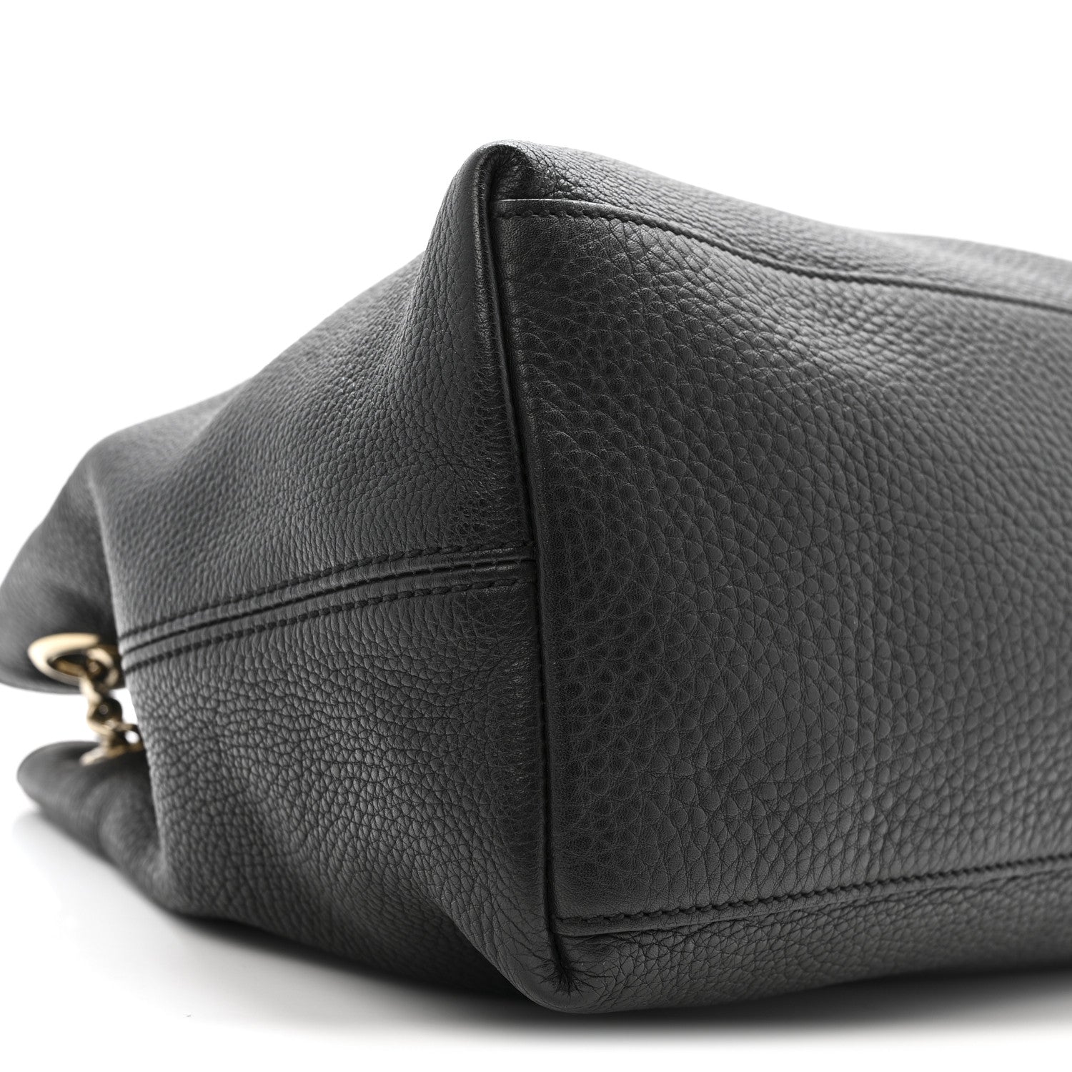 Pebbled Calfskin Medium Soho Chain Shoulder Bag Black