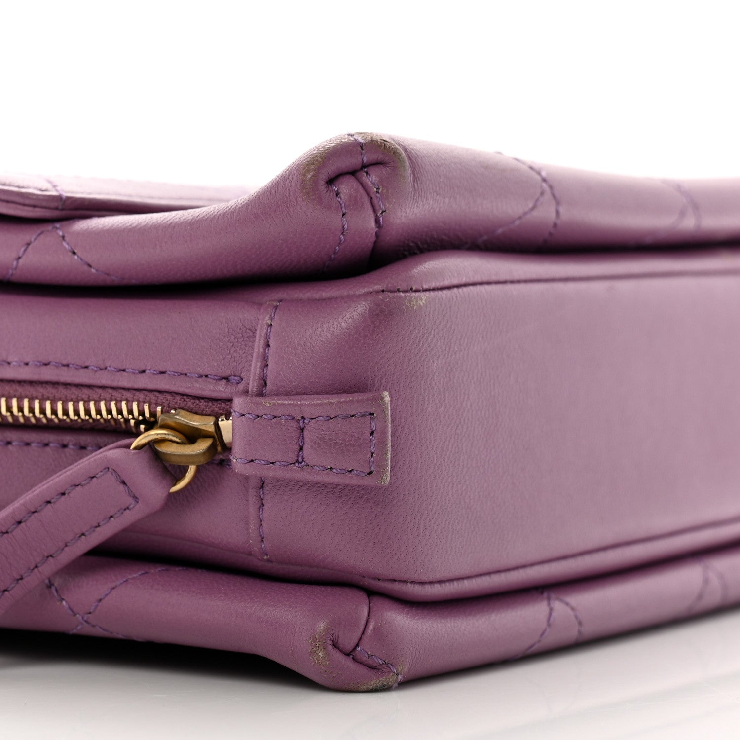Lambskin Sleek And Chic Flap Purple