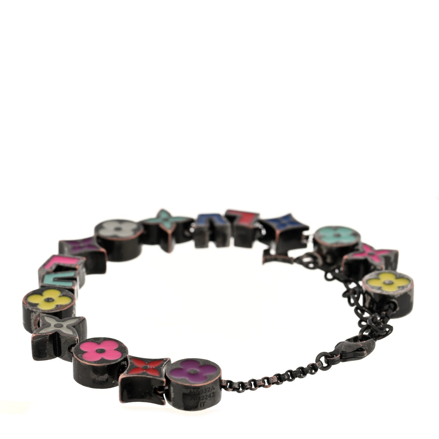 Metal Enamel Monogram Party Bracelet Black Multicolor