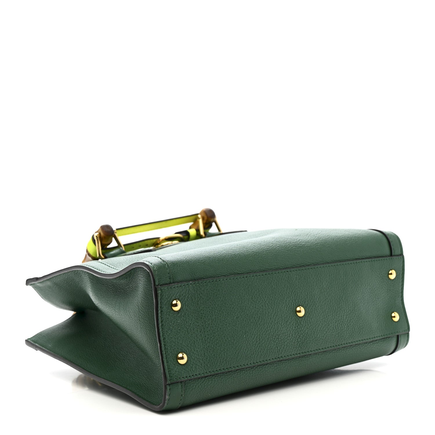 Wonka Grain Calfskin Small Diana Tote Bag Green Yellow Fluo