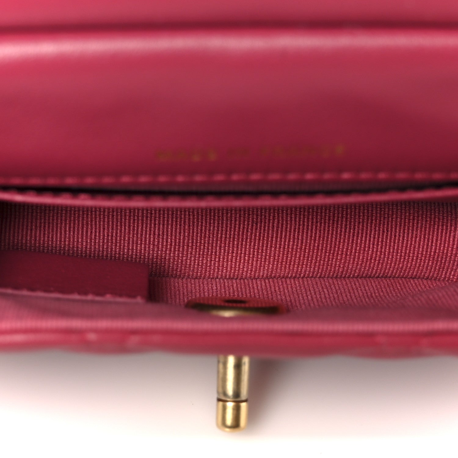 Calfskin Quilted Lady Handle Flap Card Holder With Chain Dark Pink