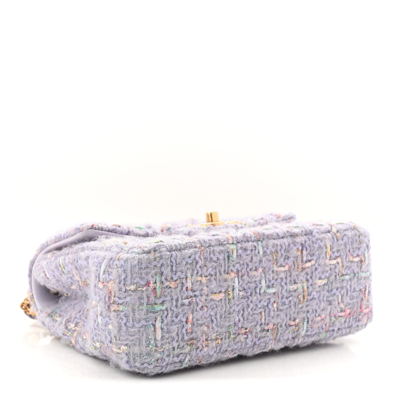 Tweed Quilted Pearl Twist Mini Rectangular Flap Purple