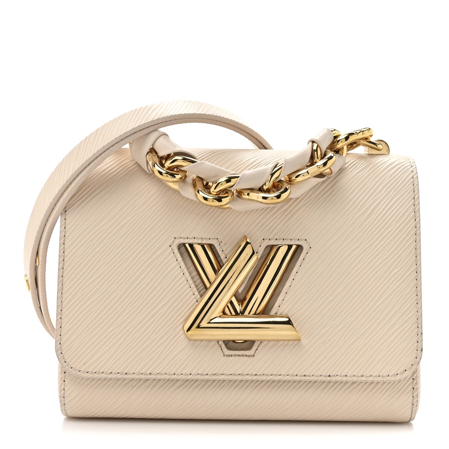 Epi Twist Braided Chain Shoulder Bag PM Quartz White