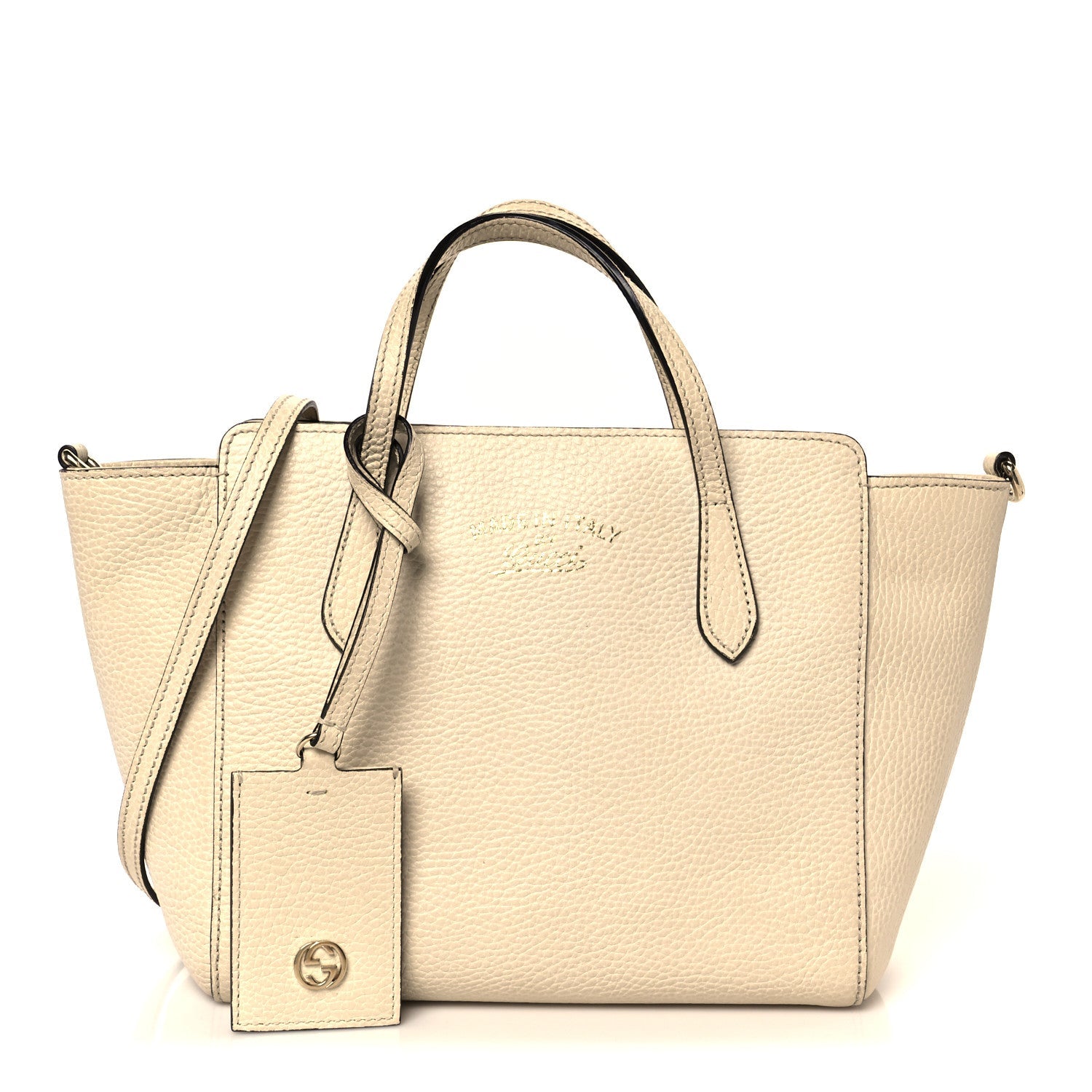 Dollar Calfskin Mini Swing Top Handle Bag Mystic White