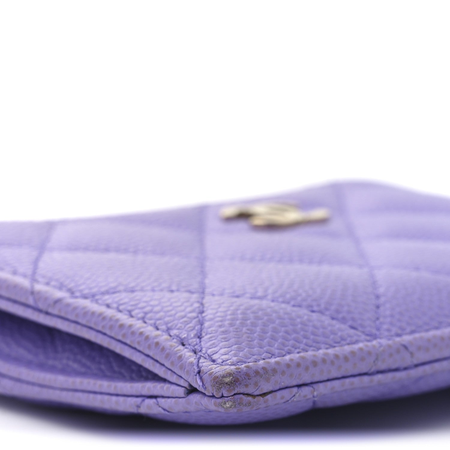 Caviar Quilted CC Zip Card Holder Purple