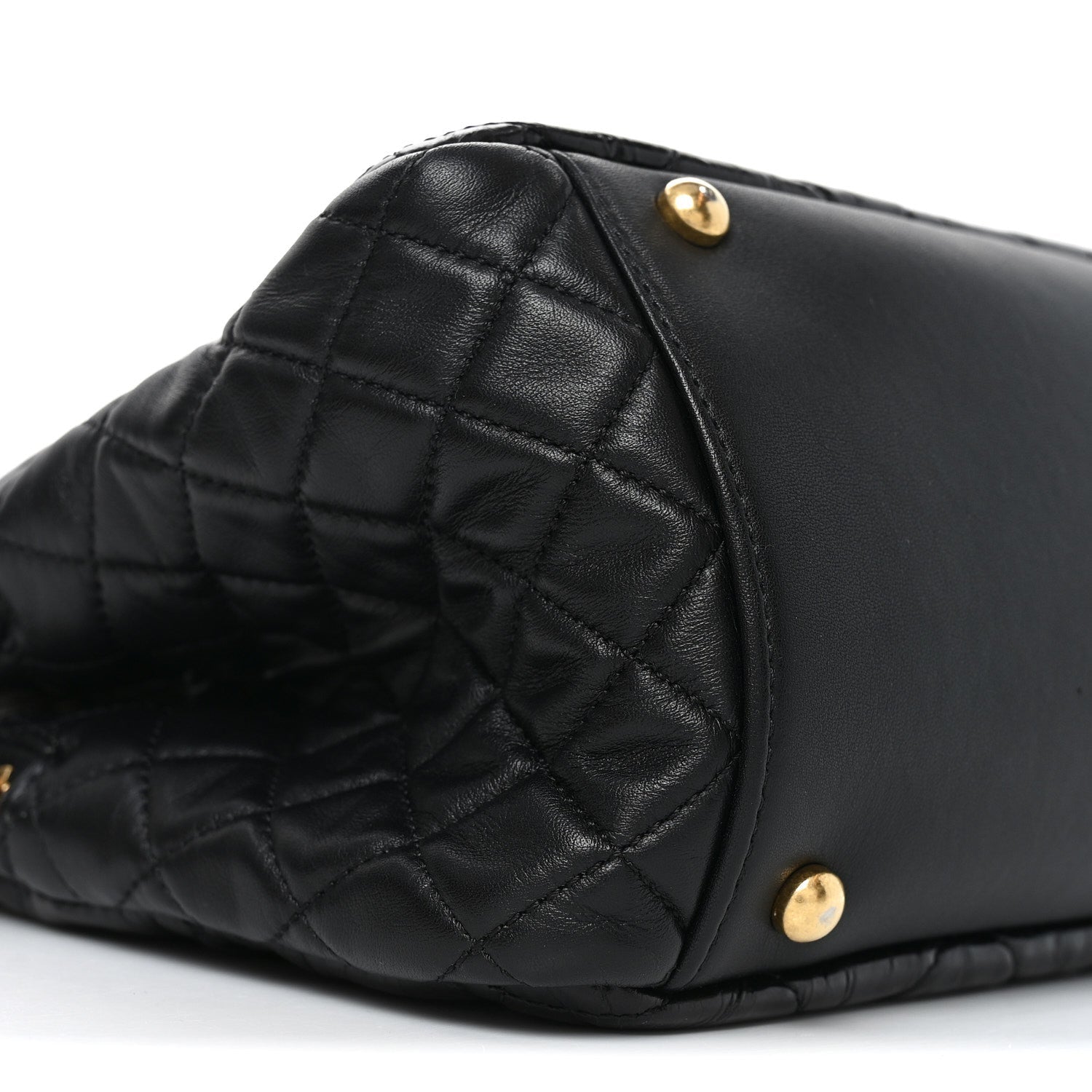 Glazed Crinkled Lambskin Small Reissue Zip Shopping Tote Black