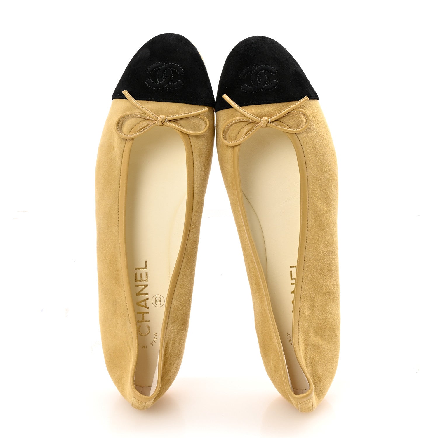 Suede Cap Toe CC Ballerina Flats 40 Beige Black