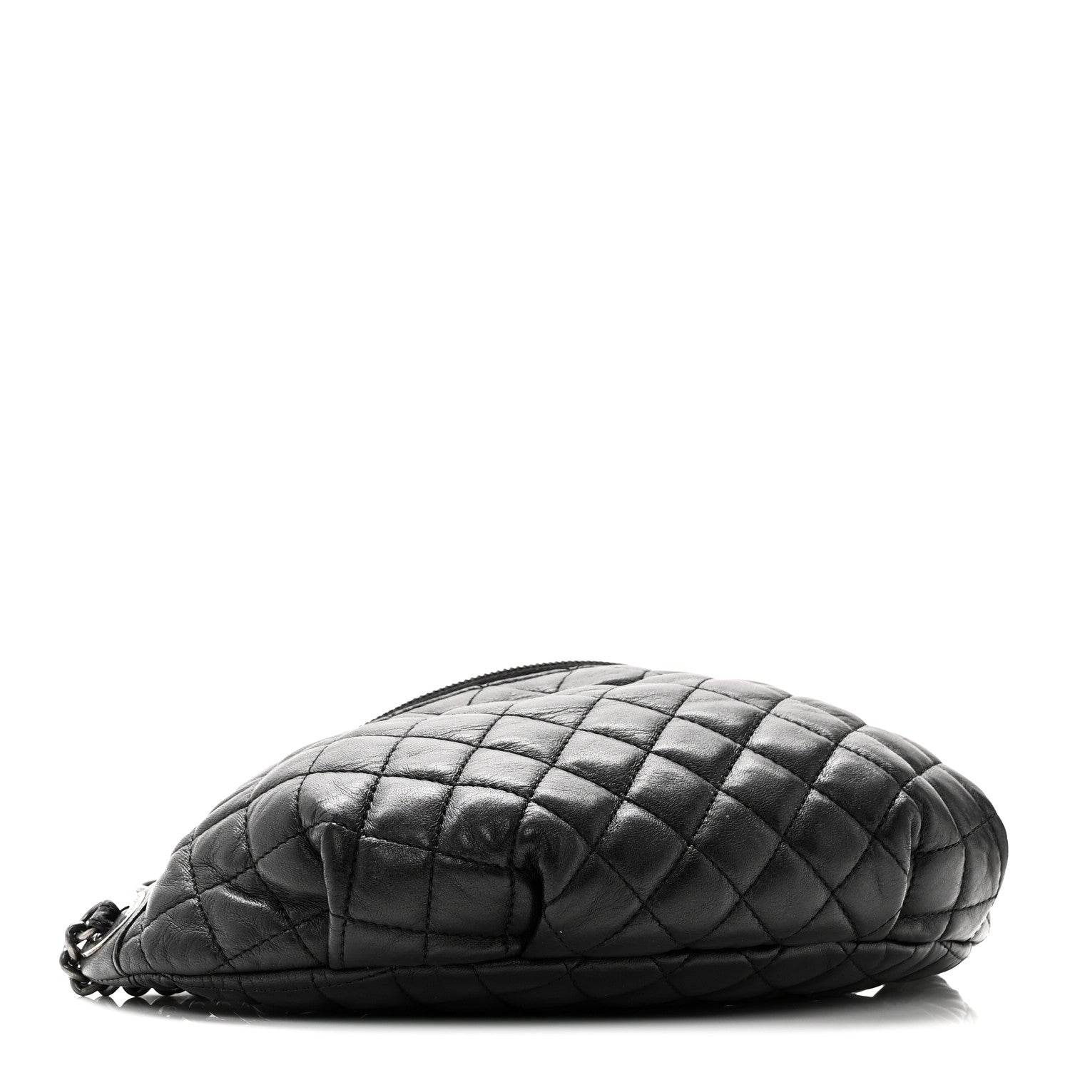 Lambskin Quilted Banane Waist Bag Fanny Pack Black