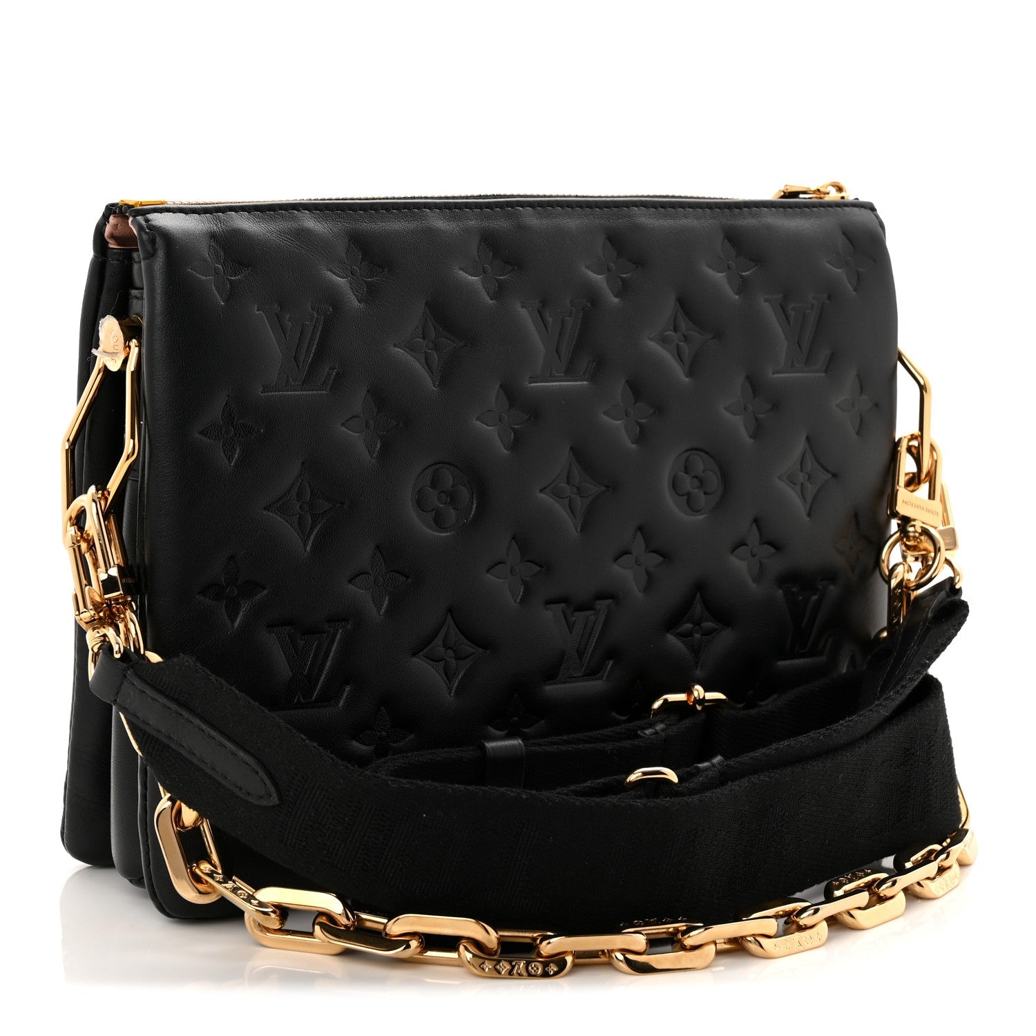 Lambskin Embossed Monogram Coussin PM Black