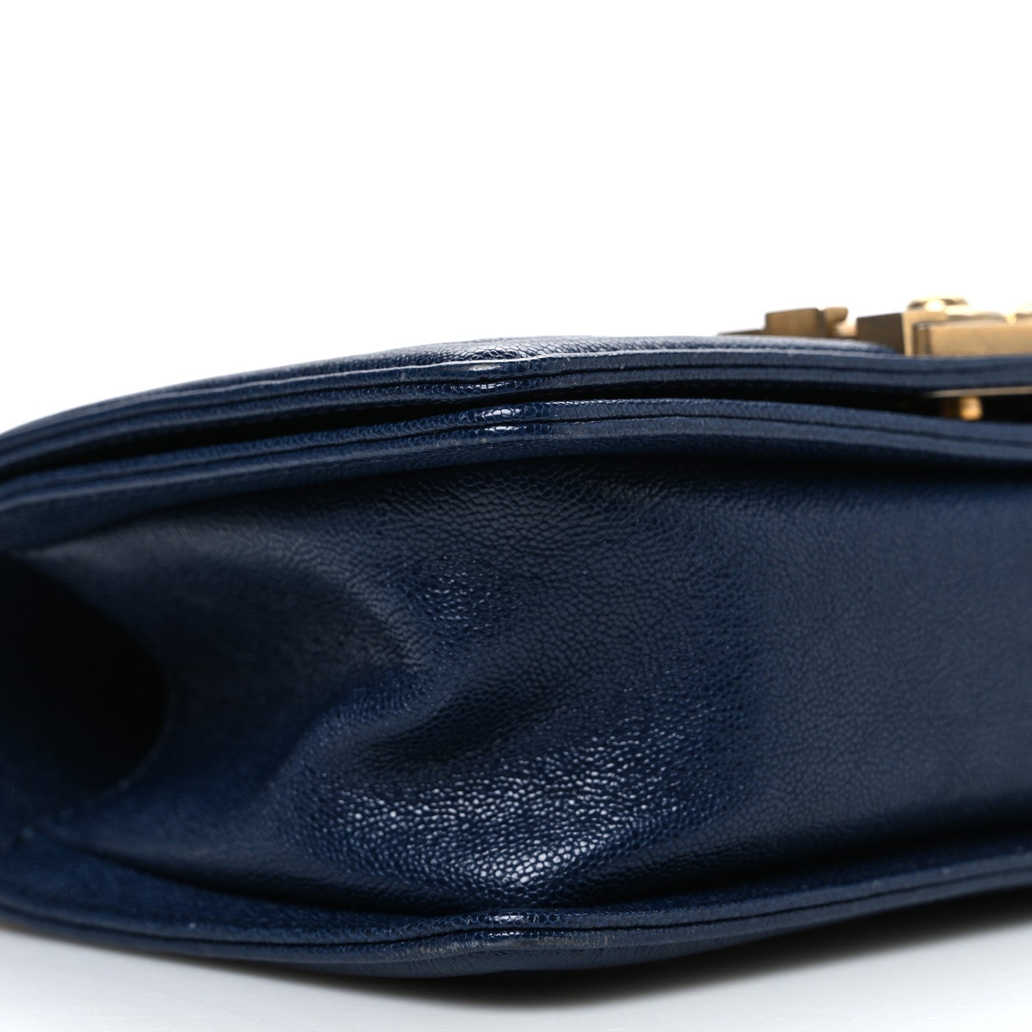 Caviar Quilted Small Boy Flap Dark Blue