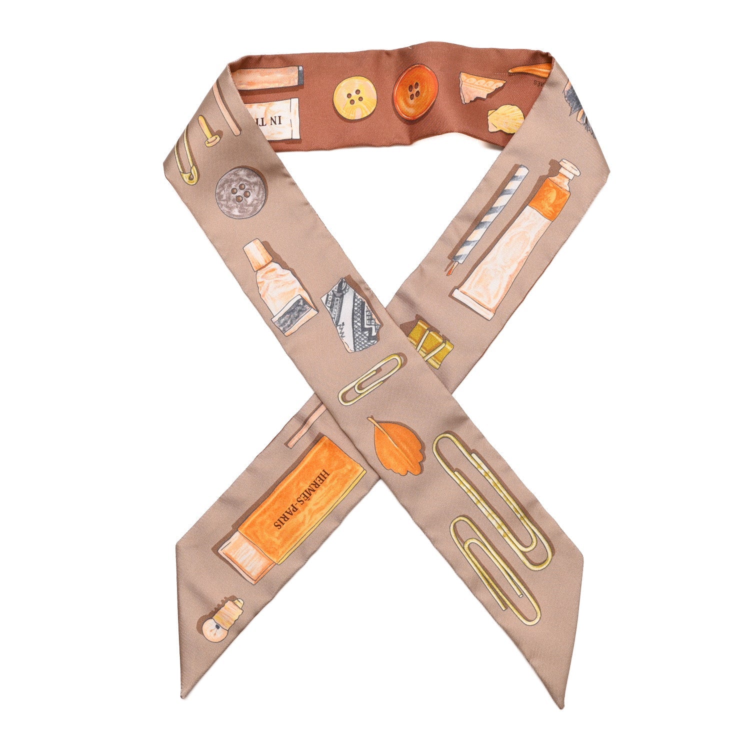 Silk In The Pocket Twilly Beige Orange Sable