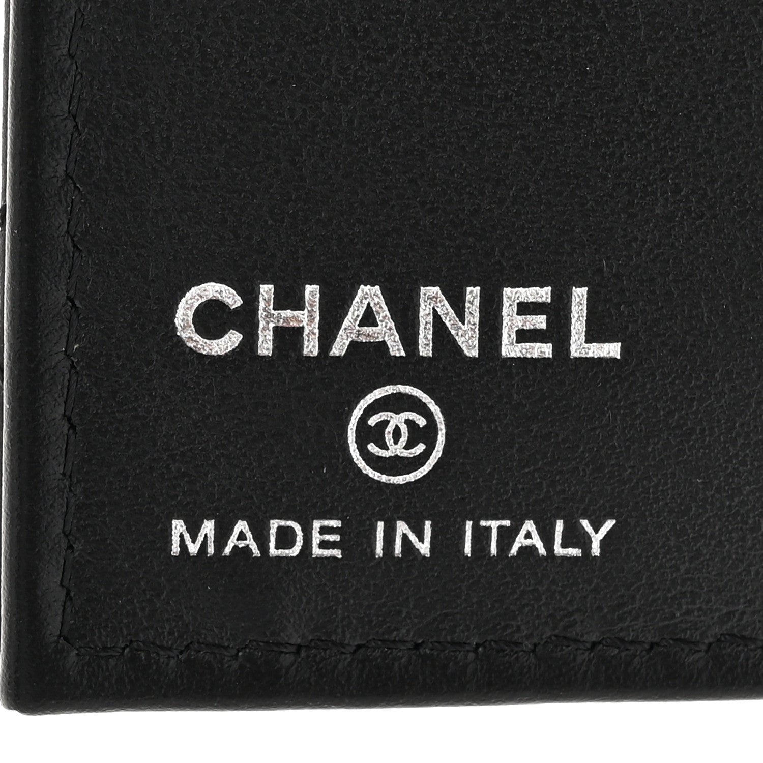 Grained Calfskin Quilted Card Holder Wallet So Black