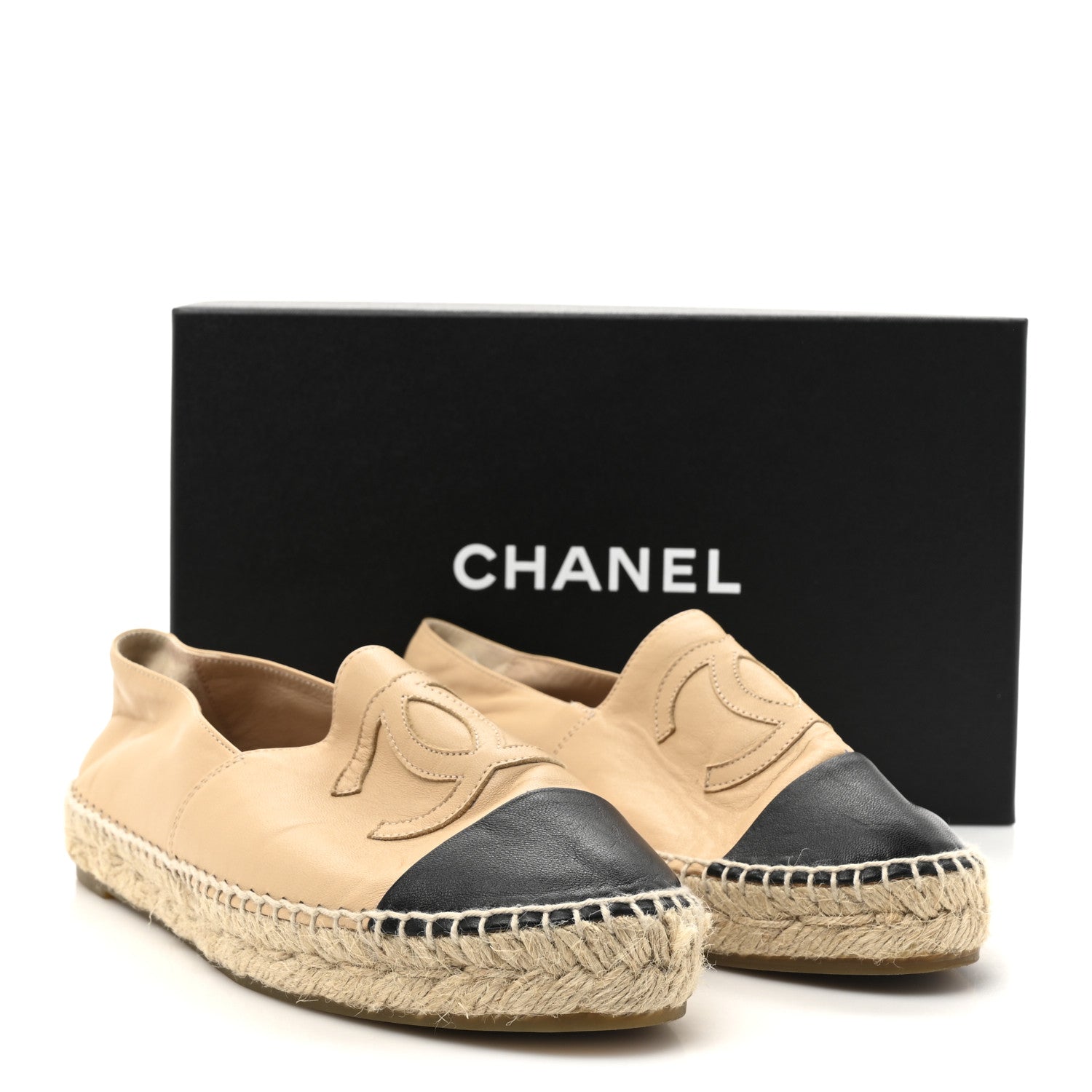 Lambskin CC Espadrilles 38 Beige Black