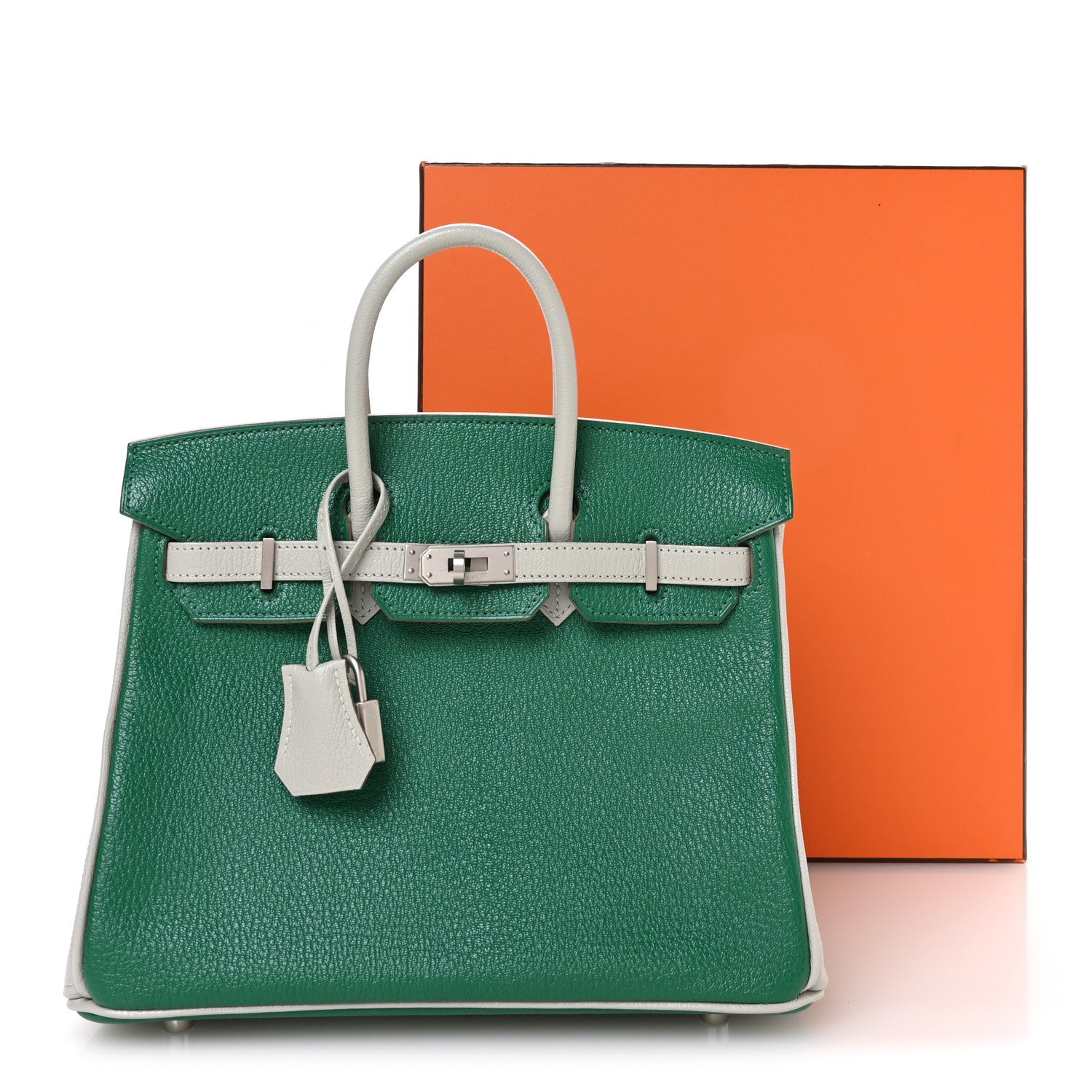 Chevre Mysore Horseshoe Birkin 25 Vert Vertigo Gris Perle