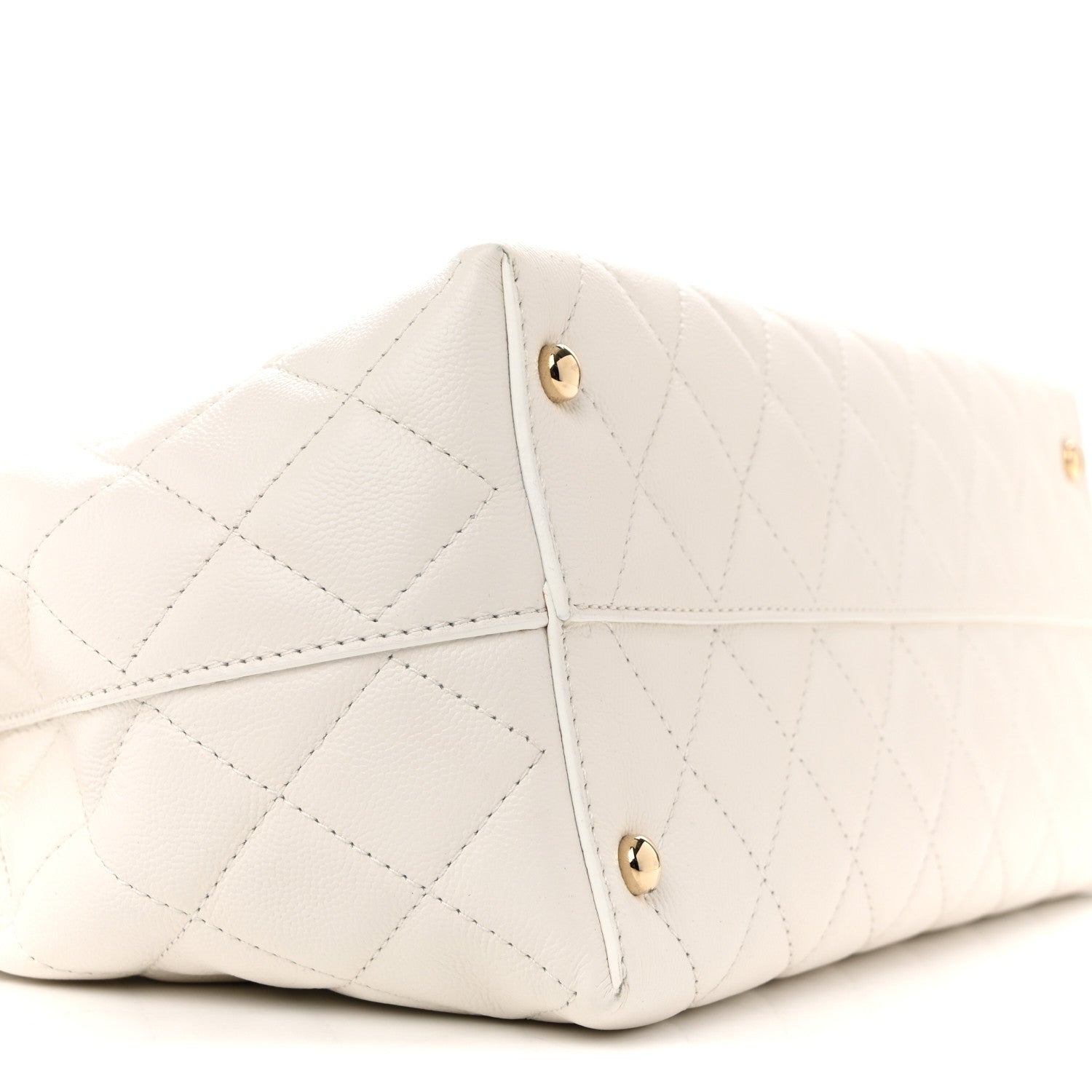 Caviar Quilted Small Shopping Tote White