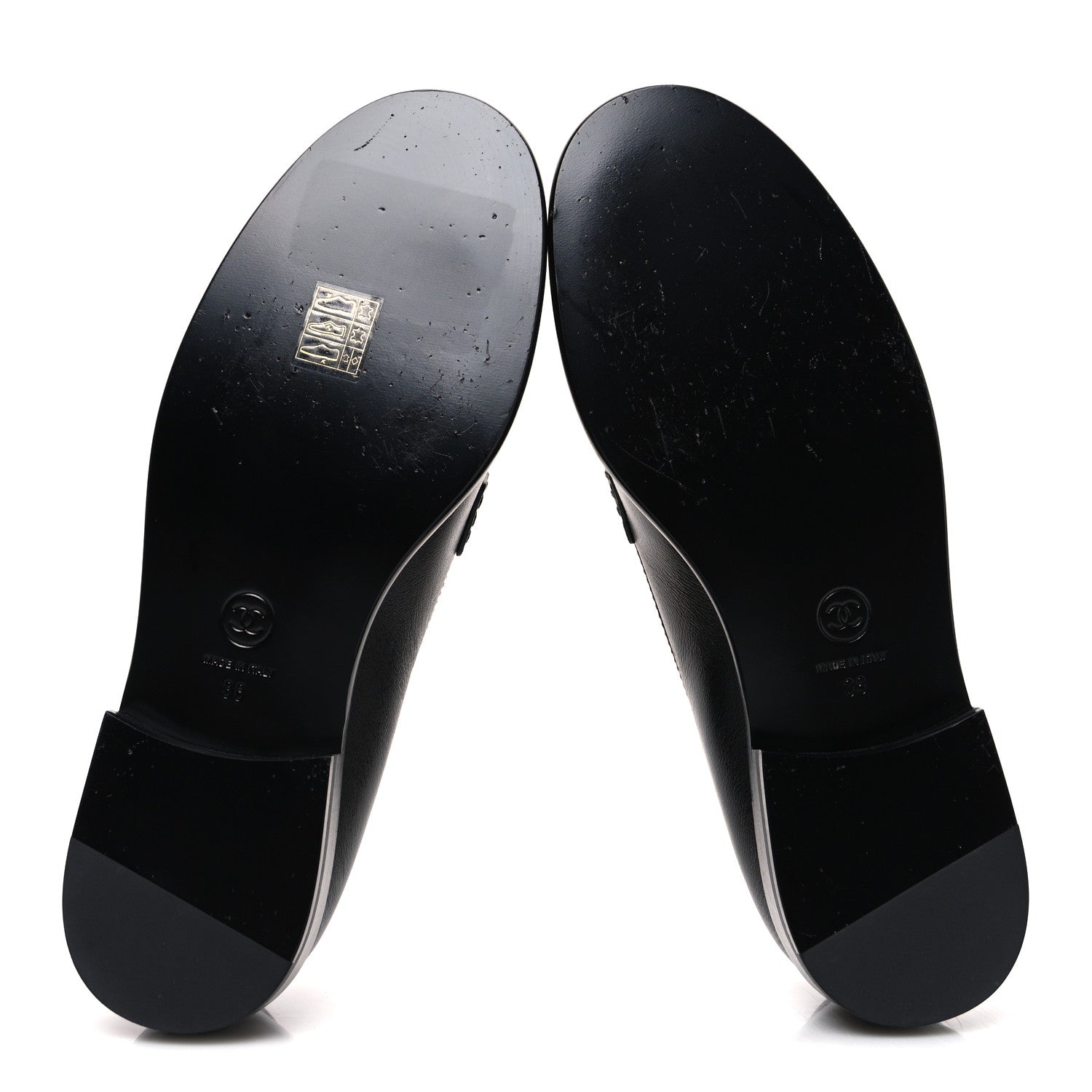 Lambskin CC Mocassin Loafers 38 Black