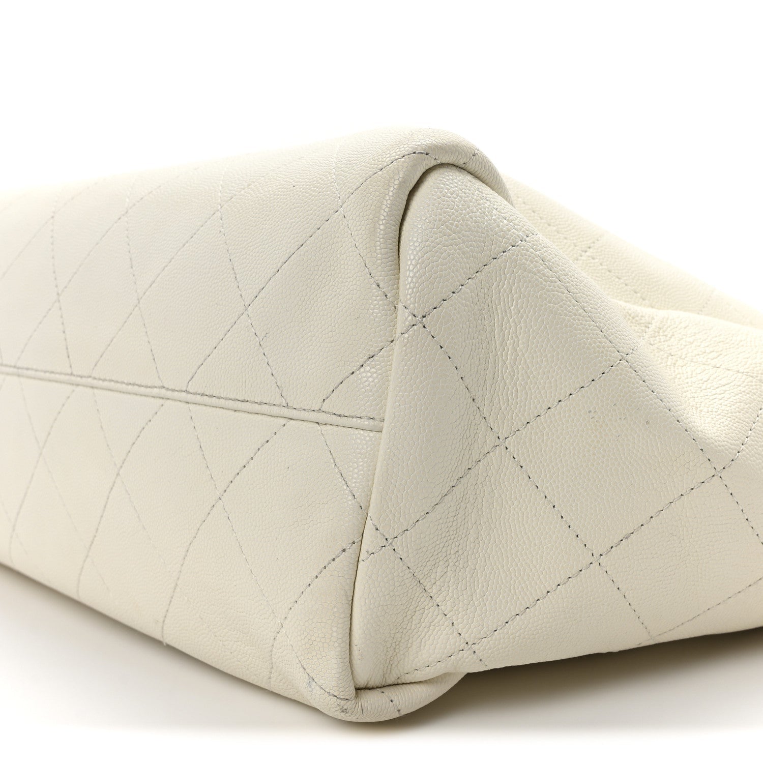 Caviar Stitched Large Lady Coco Shopping Tote White