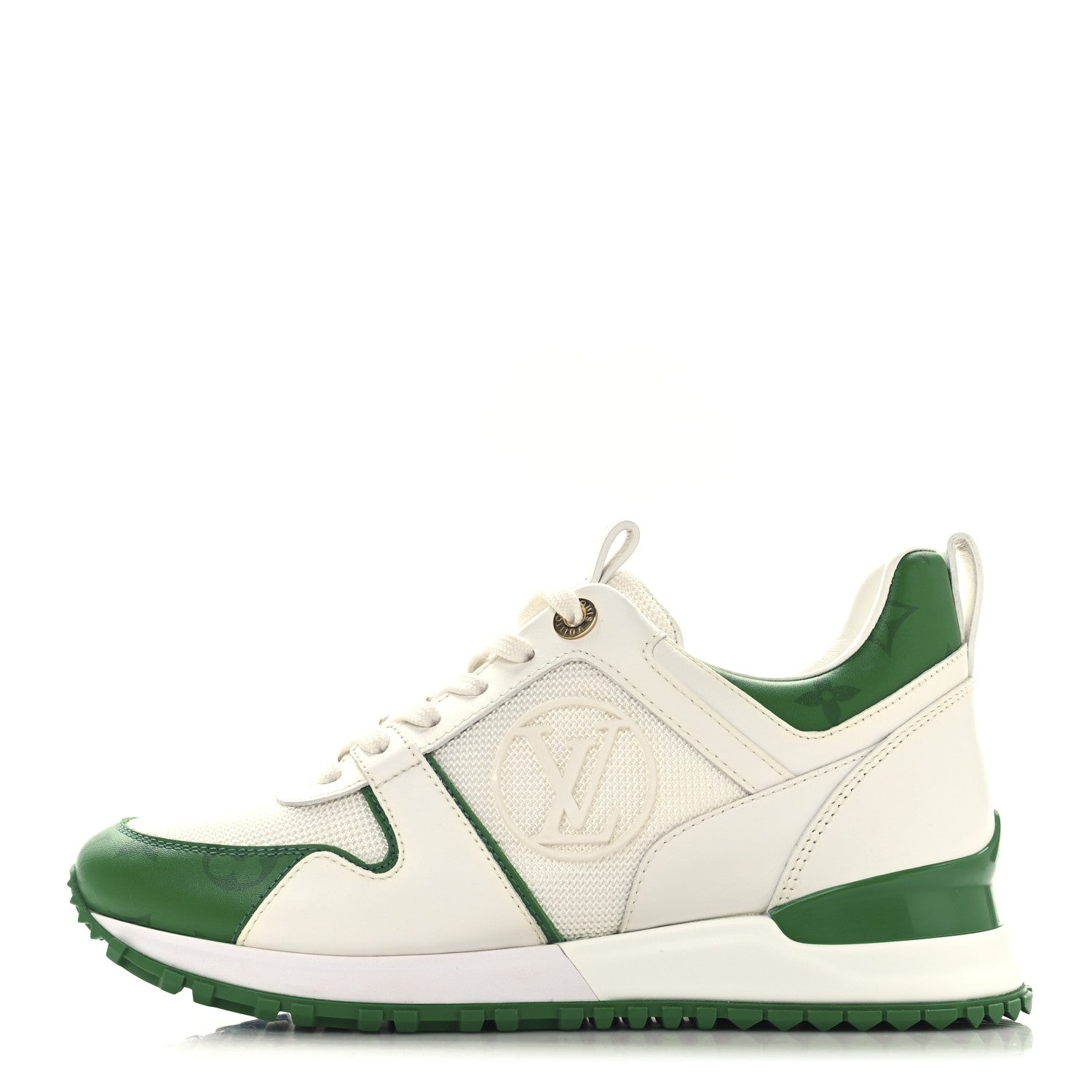 Calfskin Monogram Run Away Sneakers 36 White Green
