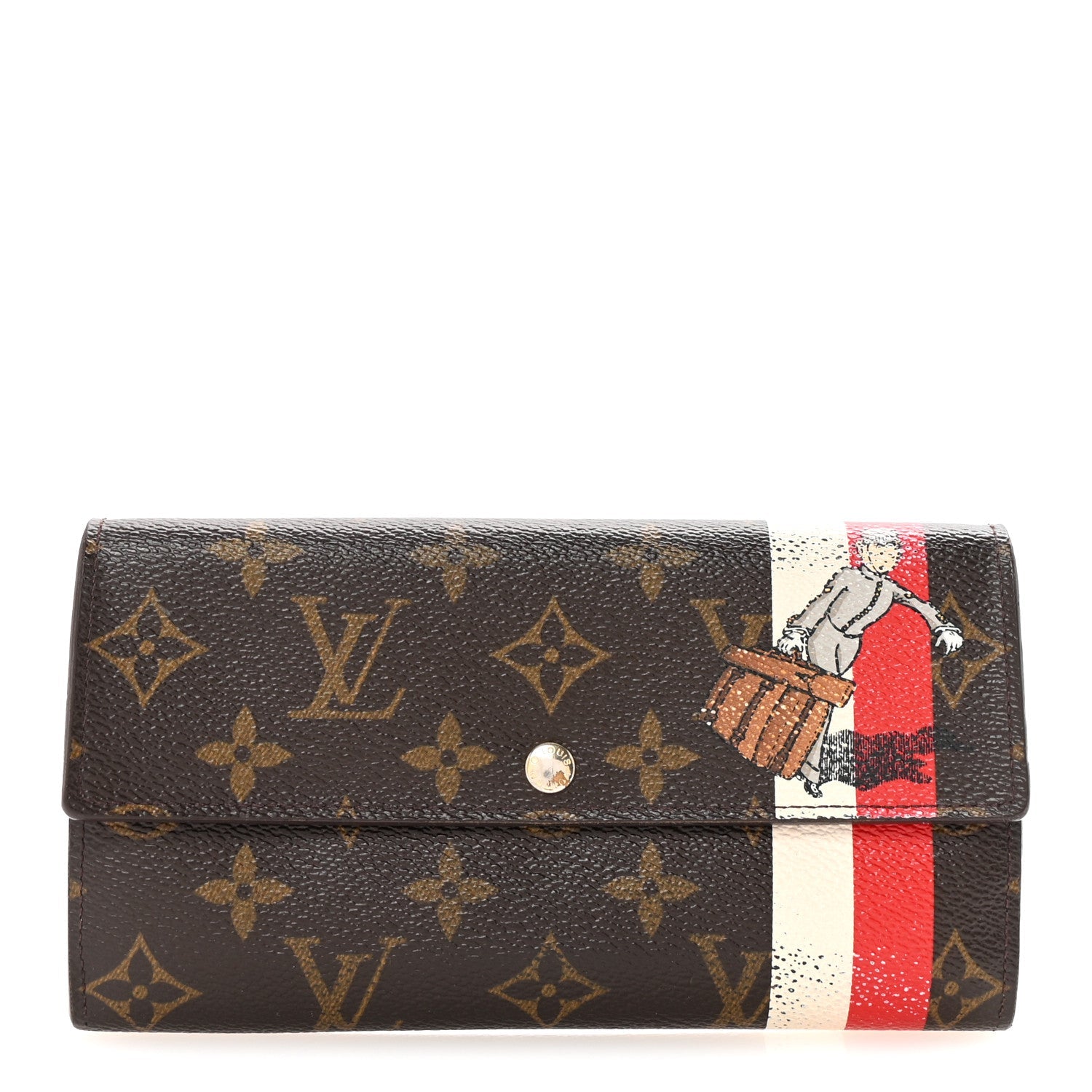 Monogram Groom Sarah Wallet Red