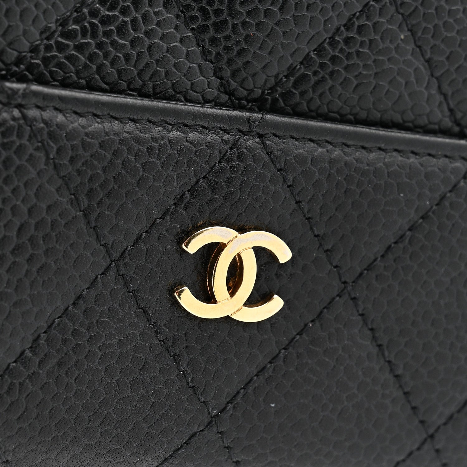 Caviar Quilted Compact French Flap Wallet Black