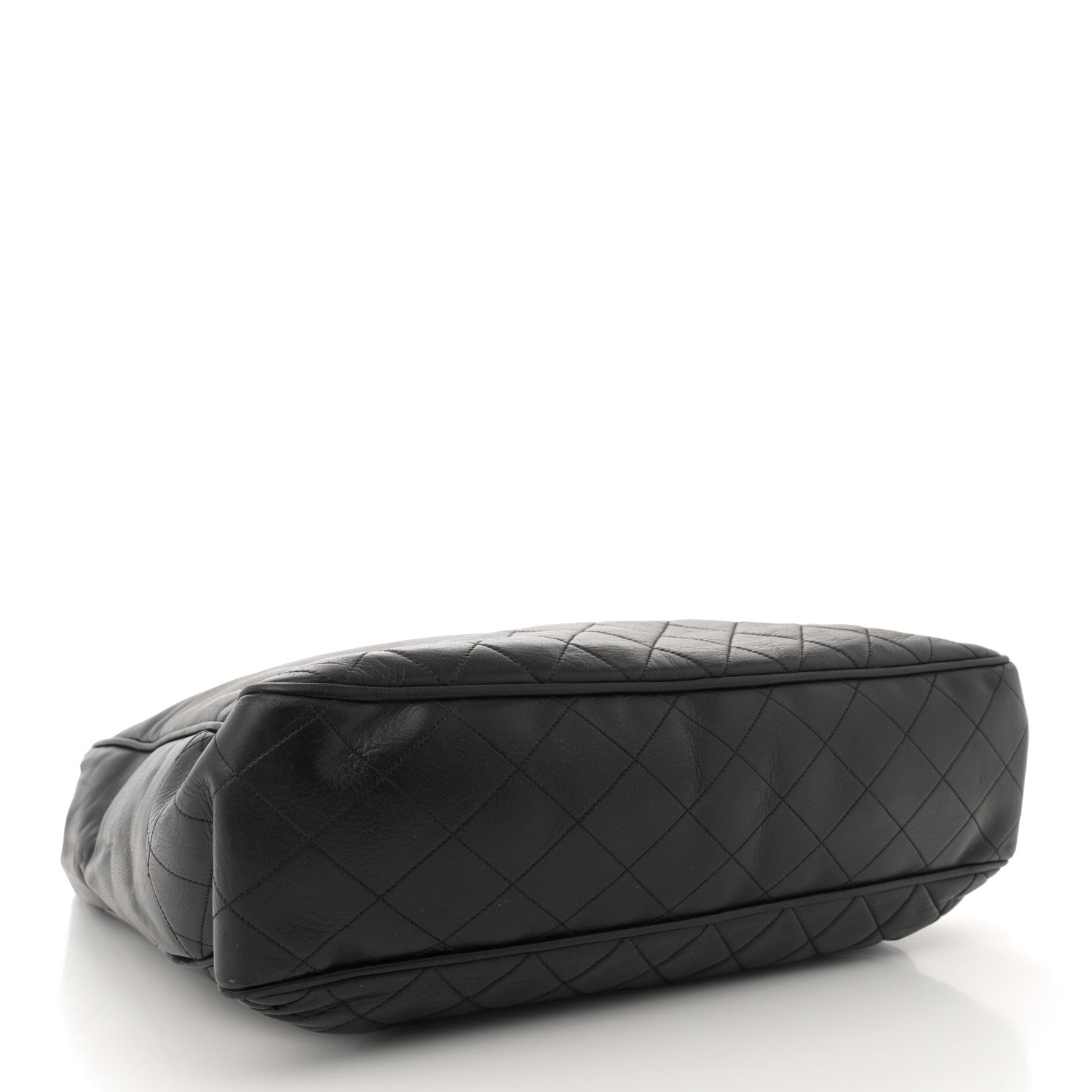 Lambskin Quilted Shopping Tote Black