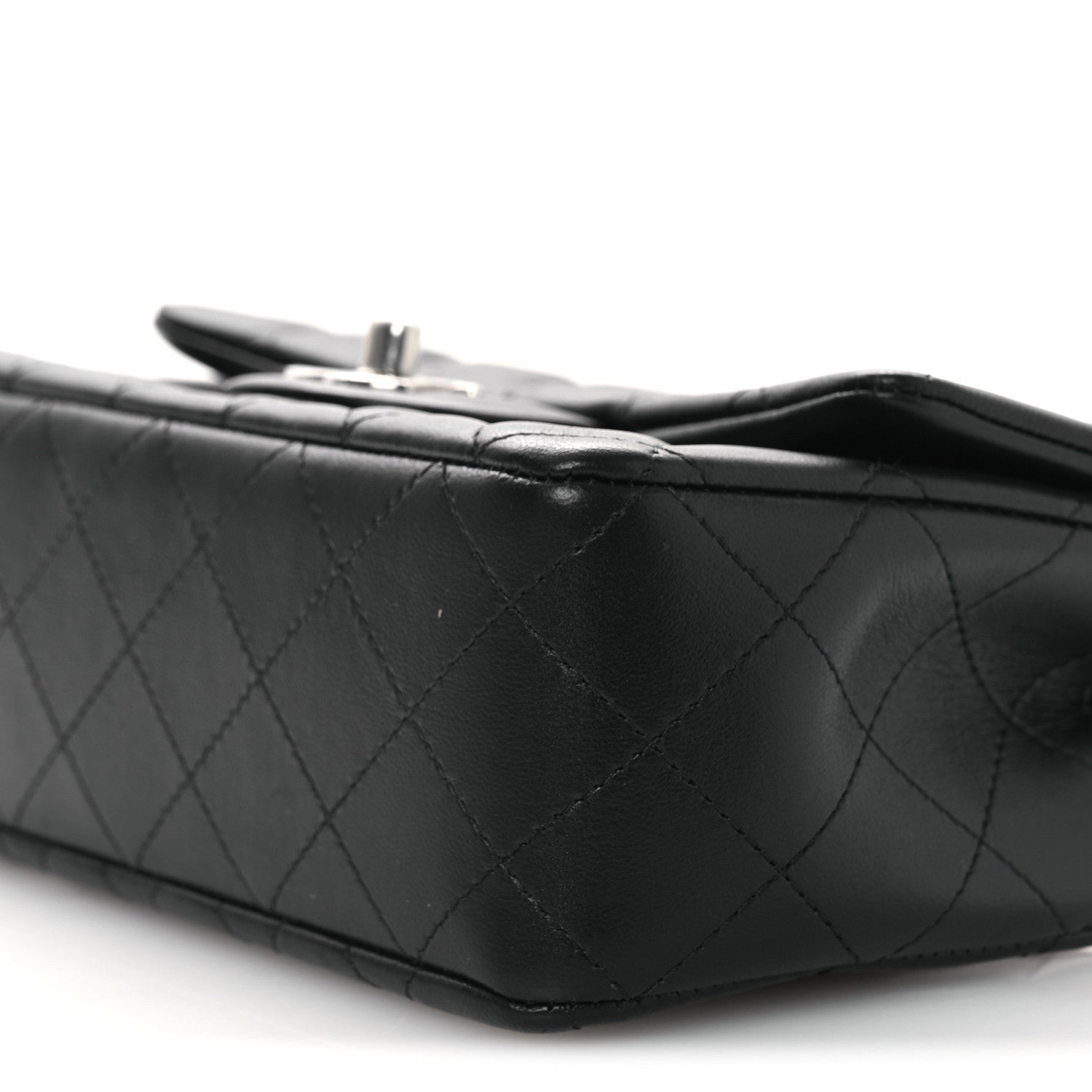 Lambskin Quilted Mini Rectangular Flap Black