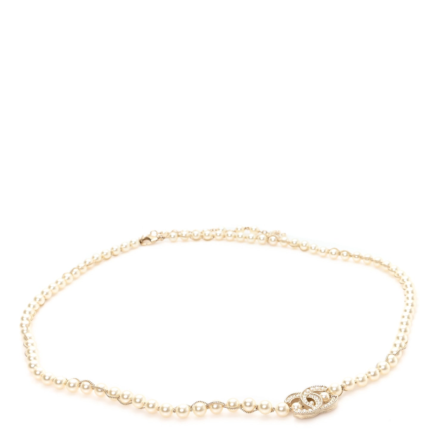Pearl Chain CC Fancy Belt 85 34 Light Gold