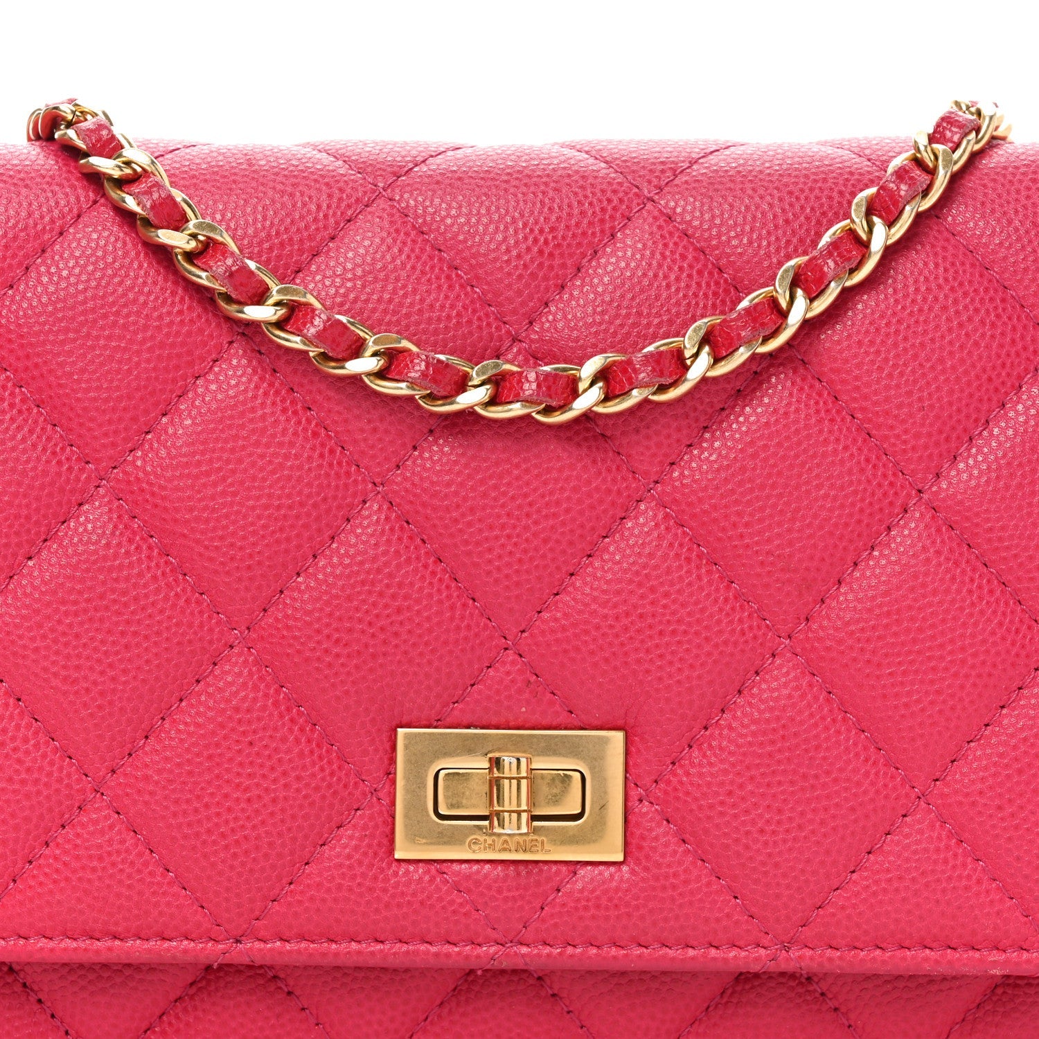 Caviar Quilted 2.55 Reissue Wallet On Chain WOC Dark Pink
