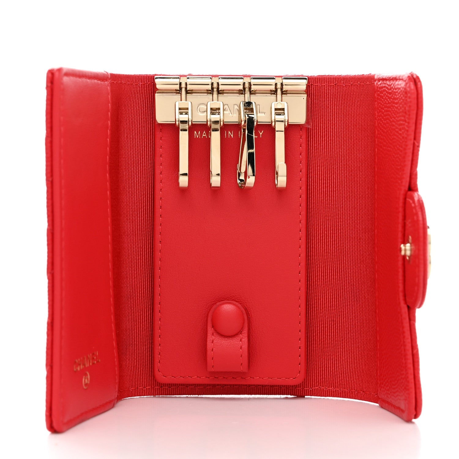 Caviar Quilted Classic 4 Key Holder Wallet Red