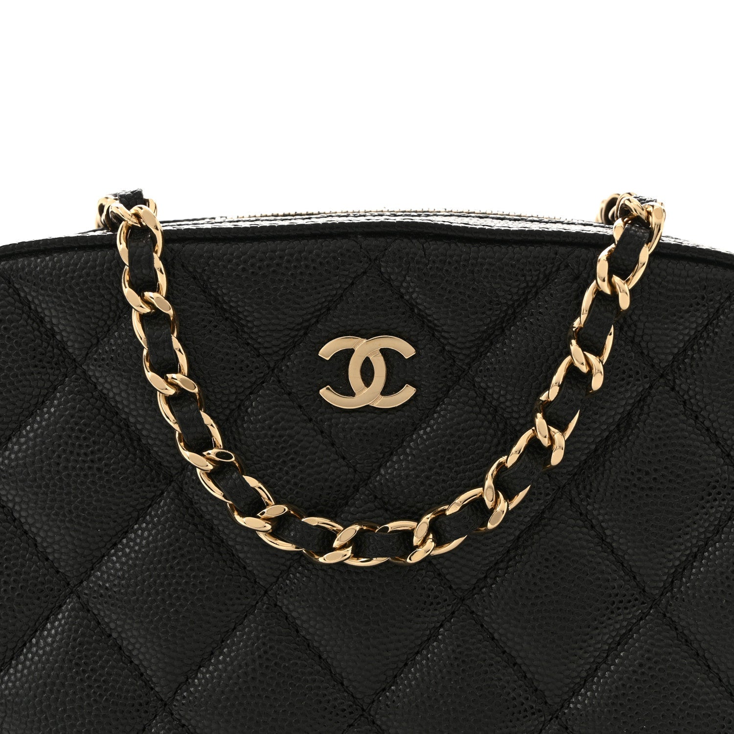 Caviar Quilted Vanity With Chain Black
