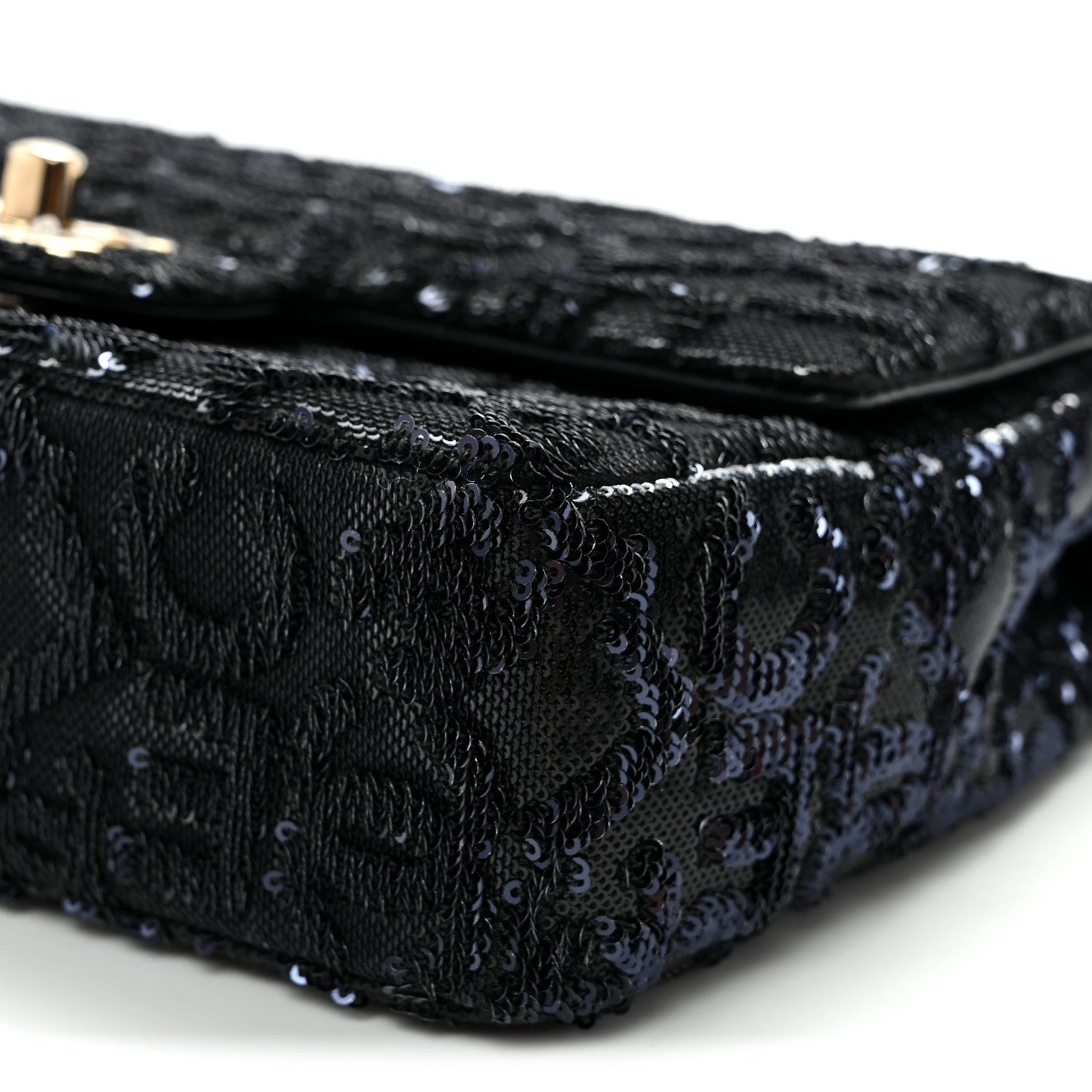 Sequin Quilted Small Single Flap Black
