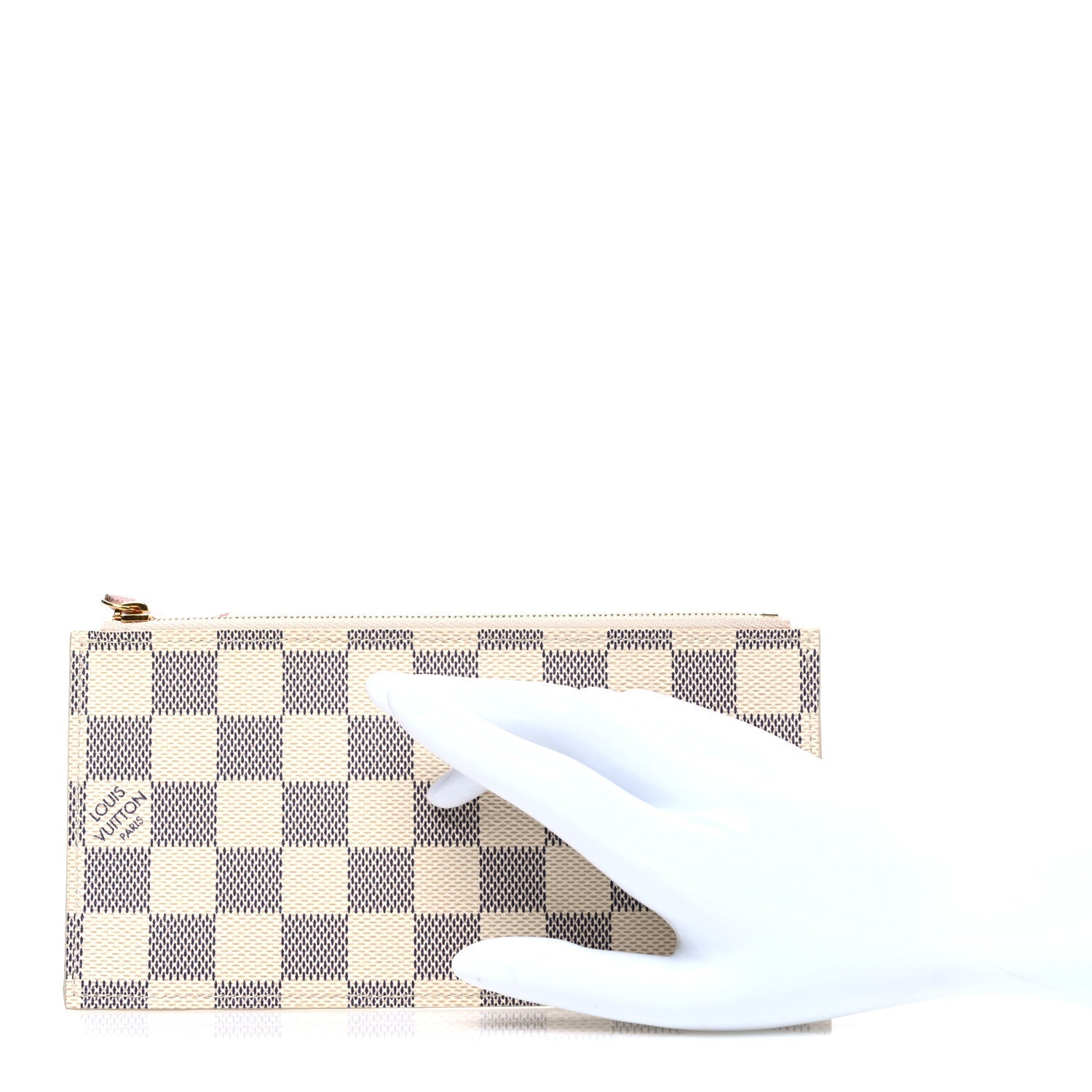 Damier Azur Felicie Chain Wallet Zippered Insert Rose Ballerine